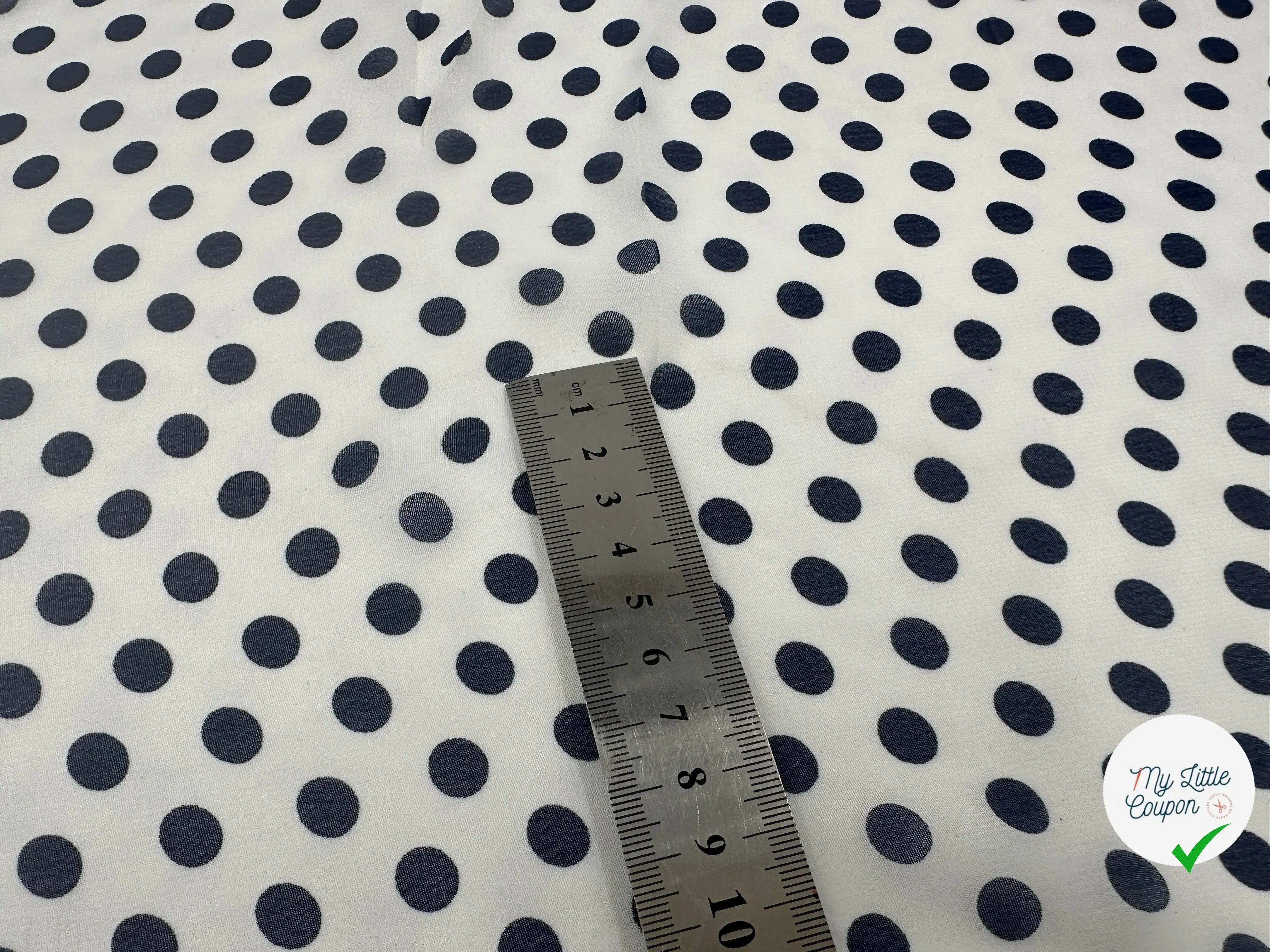 VOILE CHIFFON POIS BLEU SUR BLANC MLC INTERN
