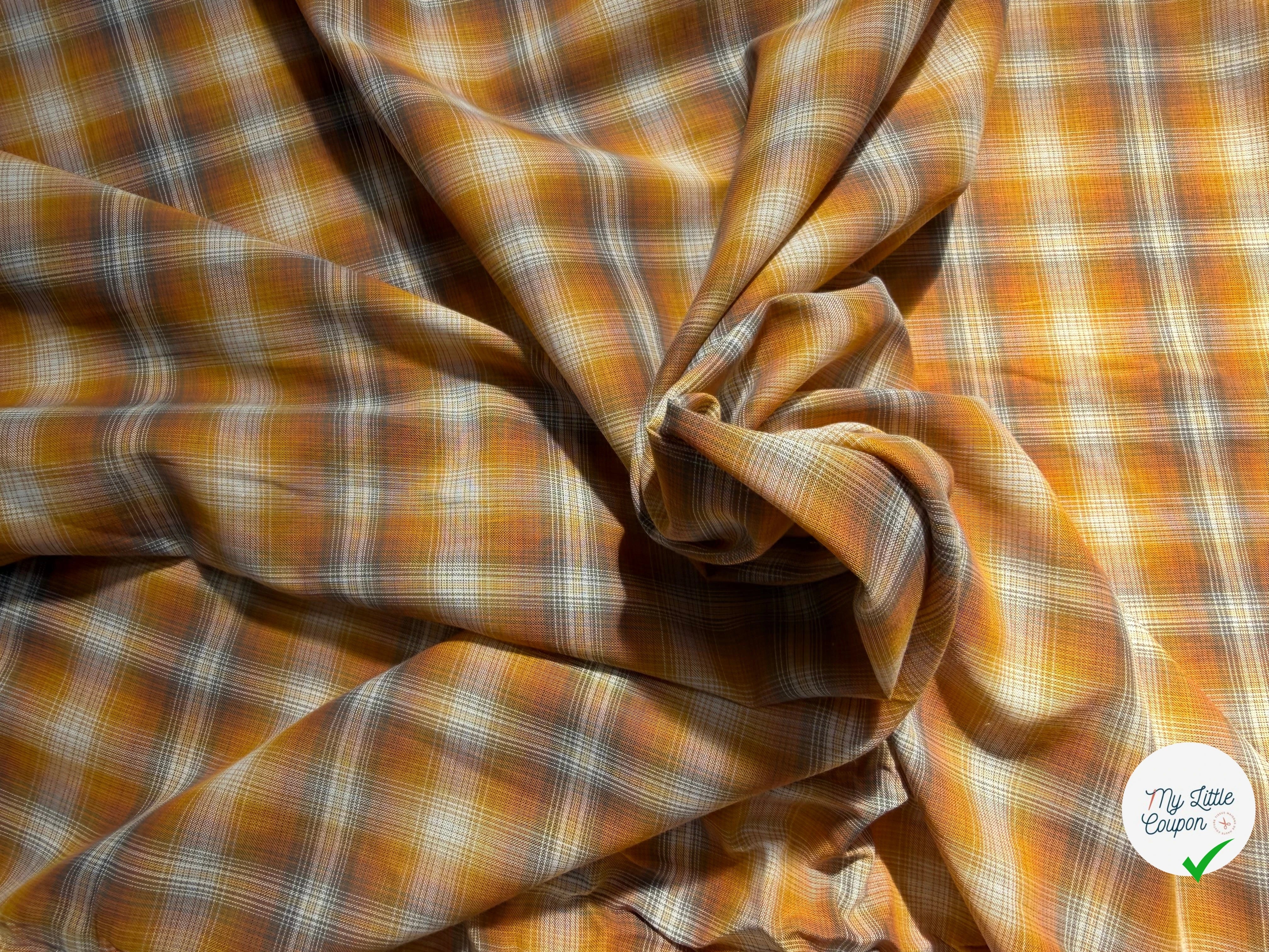 VOILE COTON CARREAUX ORANGE - My Little Coupon