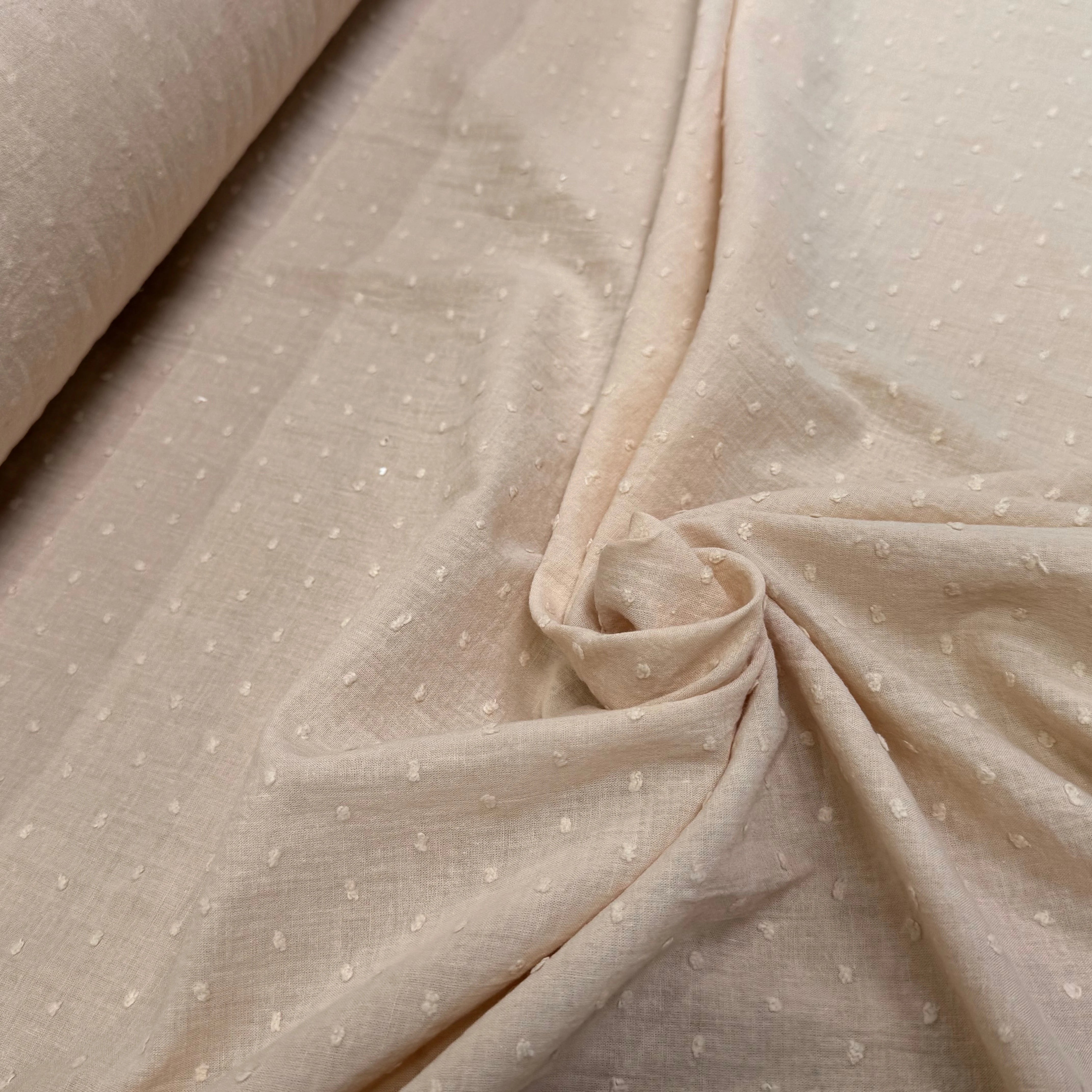 VOILE COTON PLUMETIS BEIGE CREME - My Little Coupon