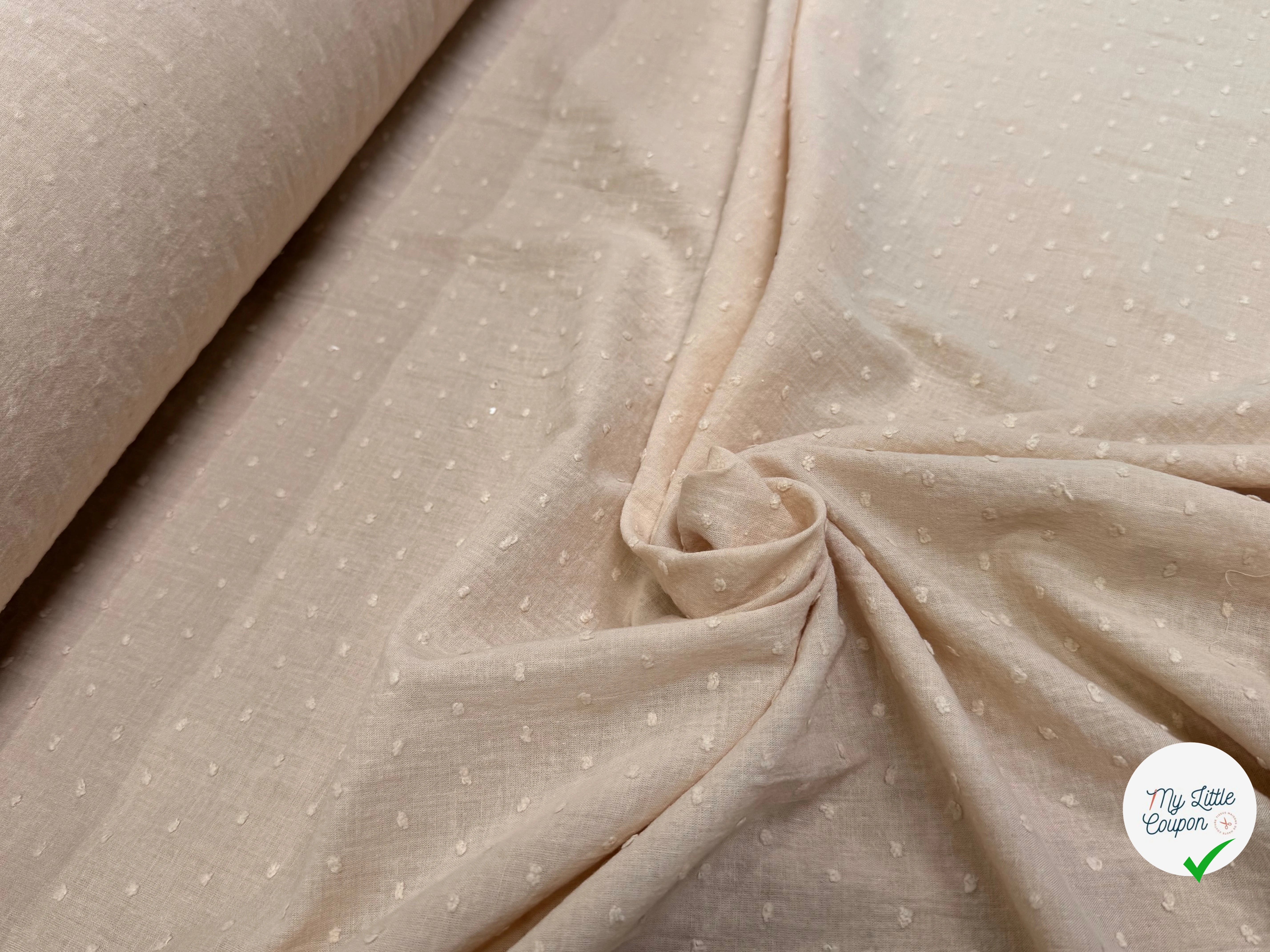 VOILE COTON PLUMETIS BEIGE CREME - My Little Coupon