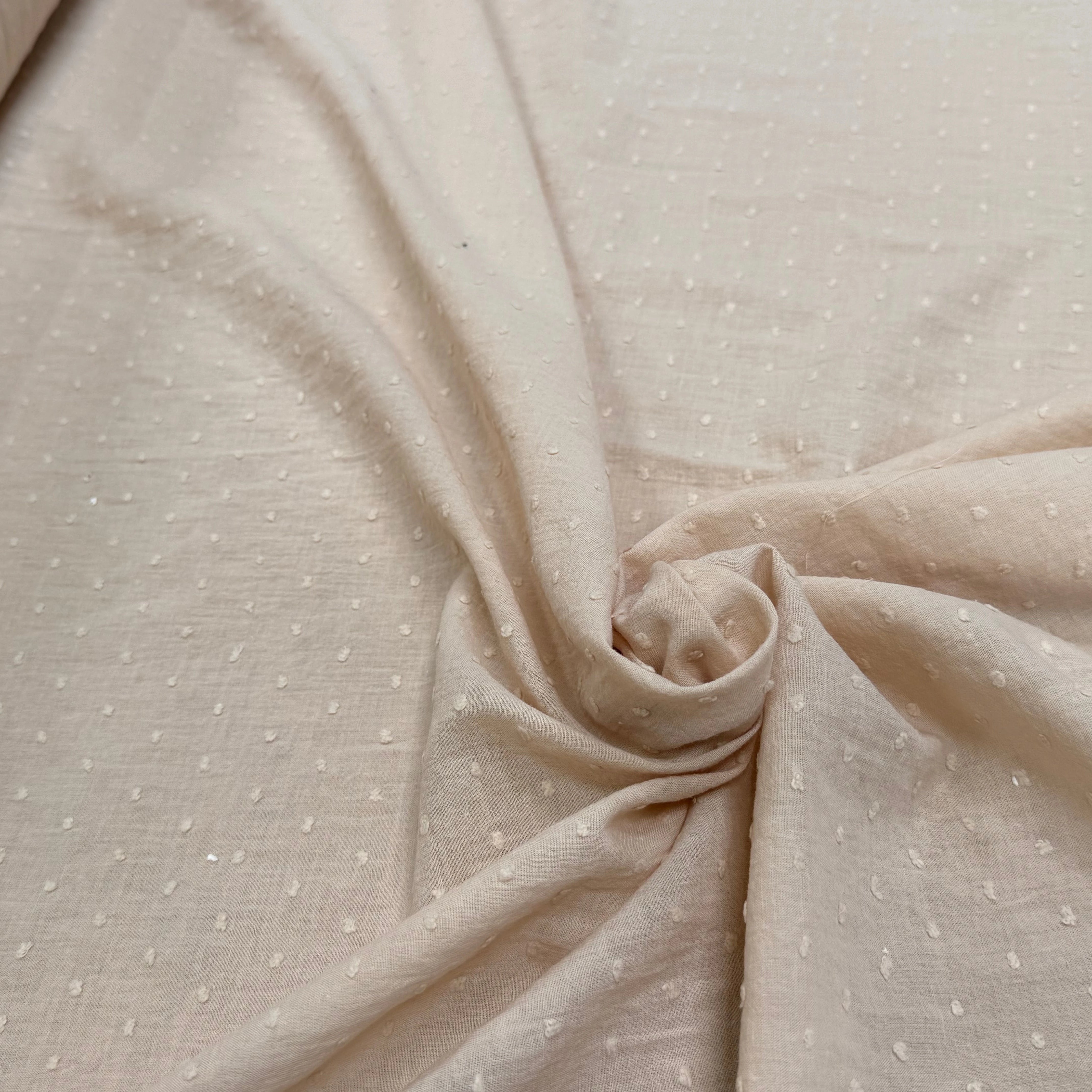 VOILE COTON PLUMETIS BEIGE CREME - My Little Coupon