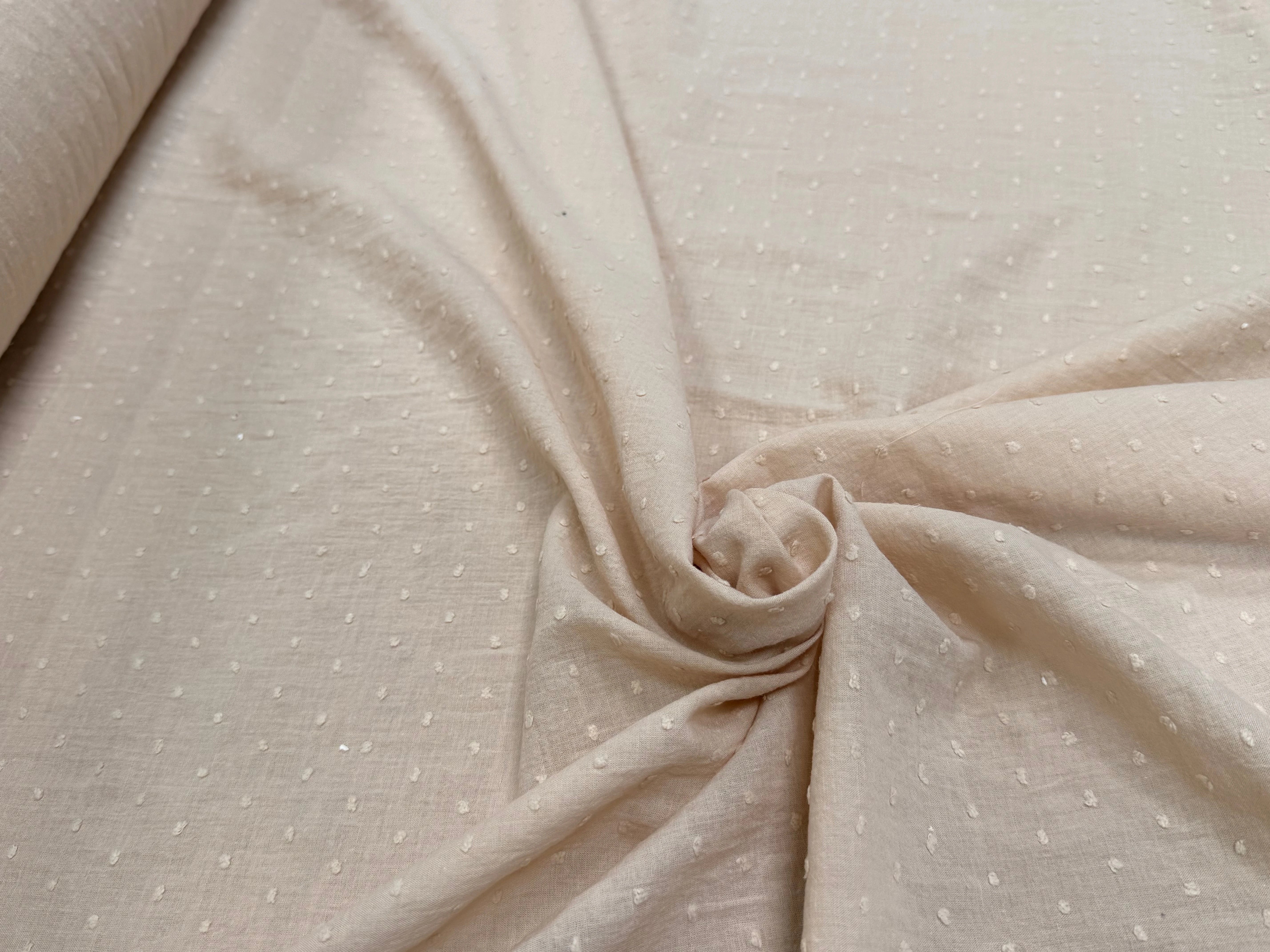 VOILE COTON PLUMETIS BEIGE CREME - My Little Coupon