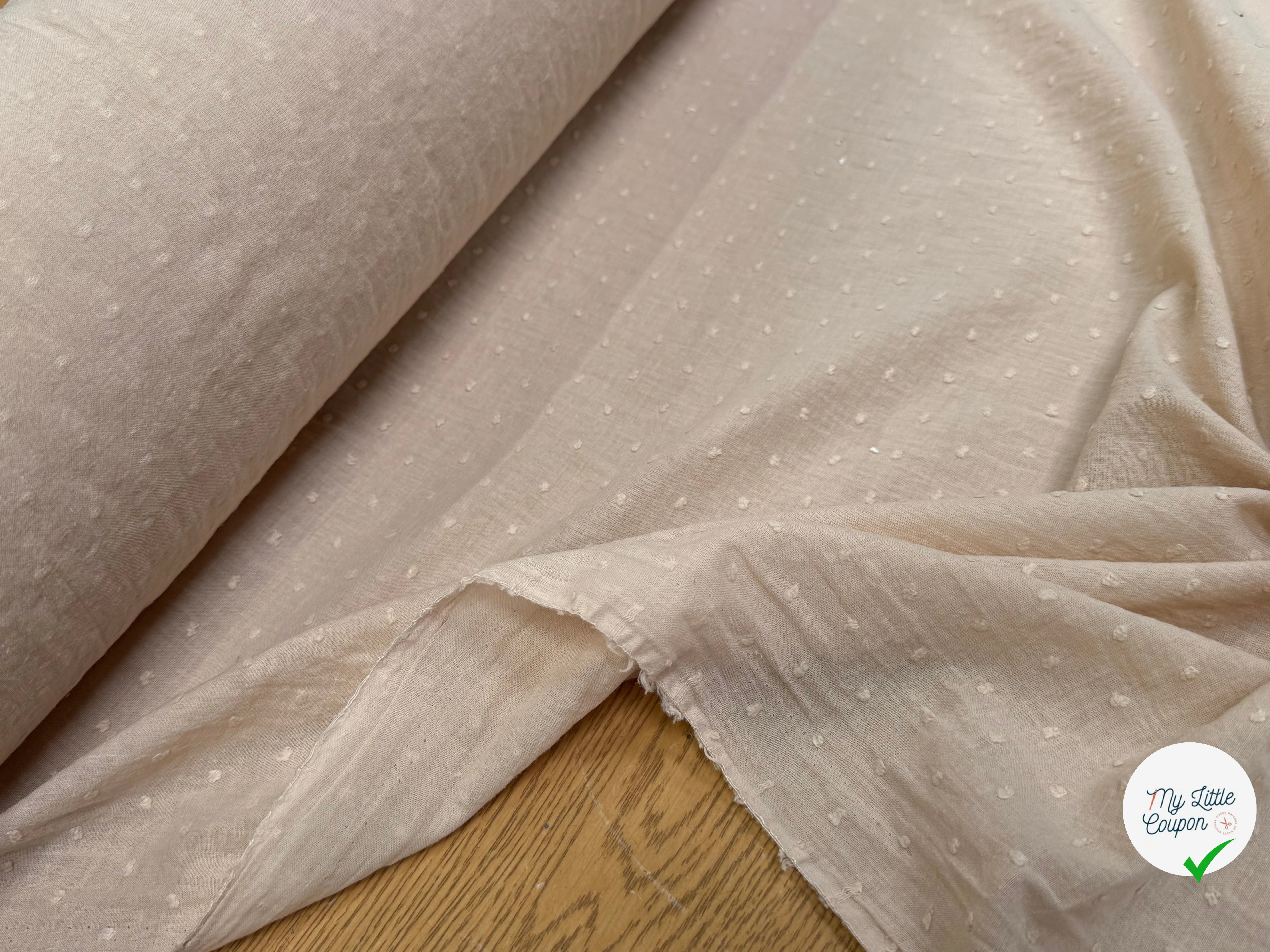 VOILE COTON PLUMETIS BEIGE CREME - My Little Coupon
