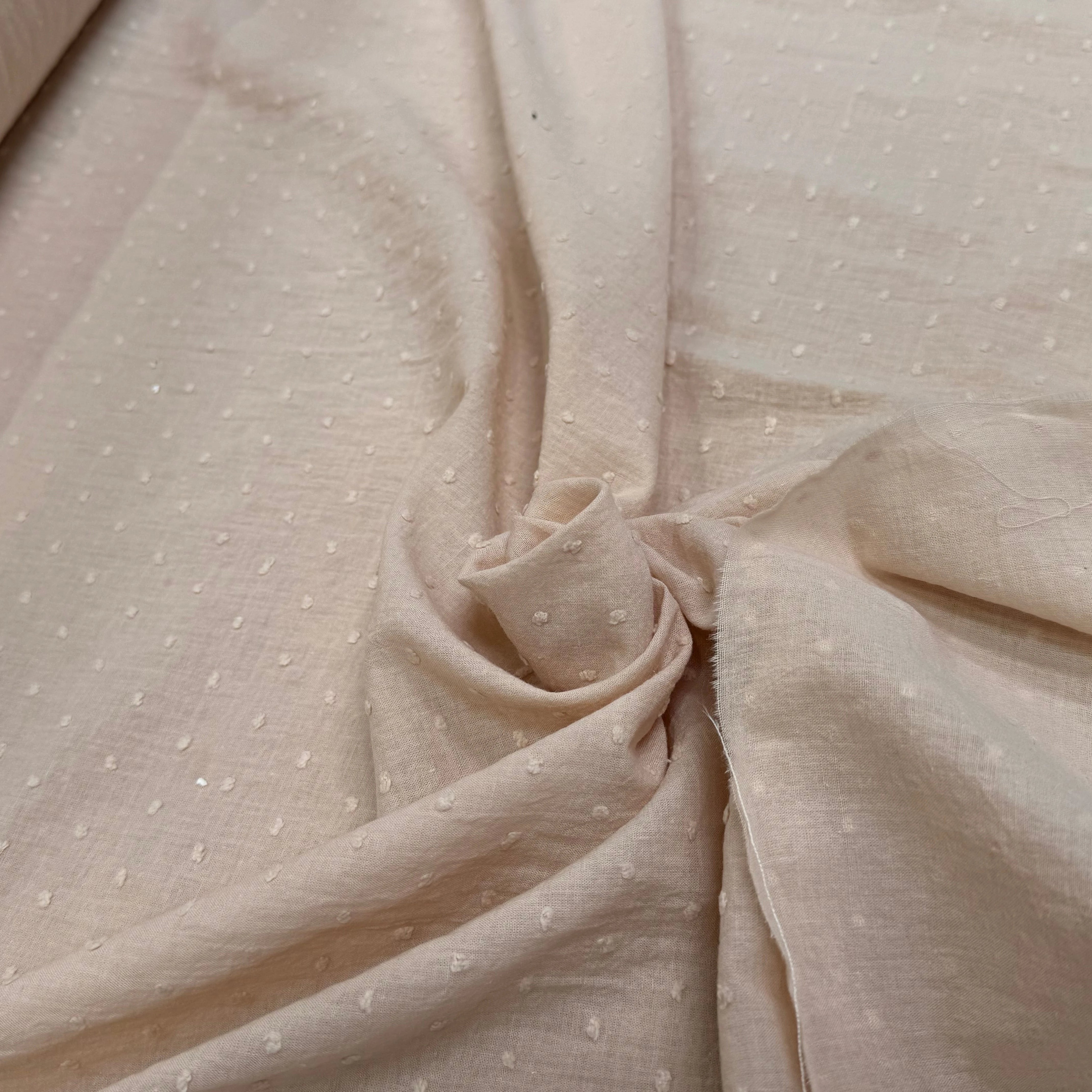VOILE COTON PLUMETIS BEIGE CREME - My Little Coupon