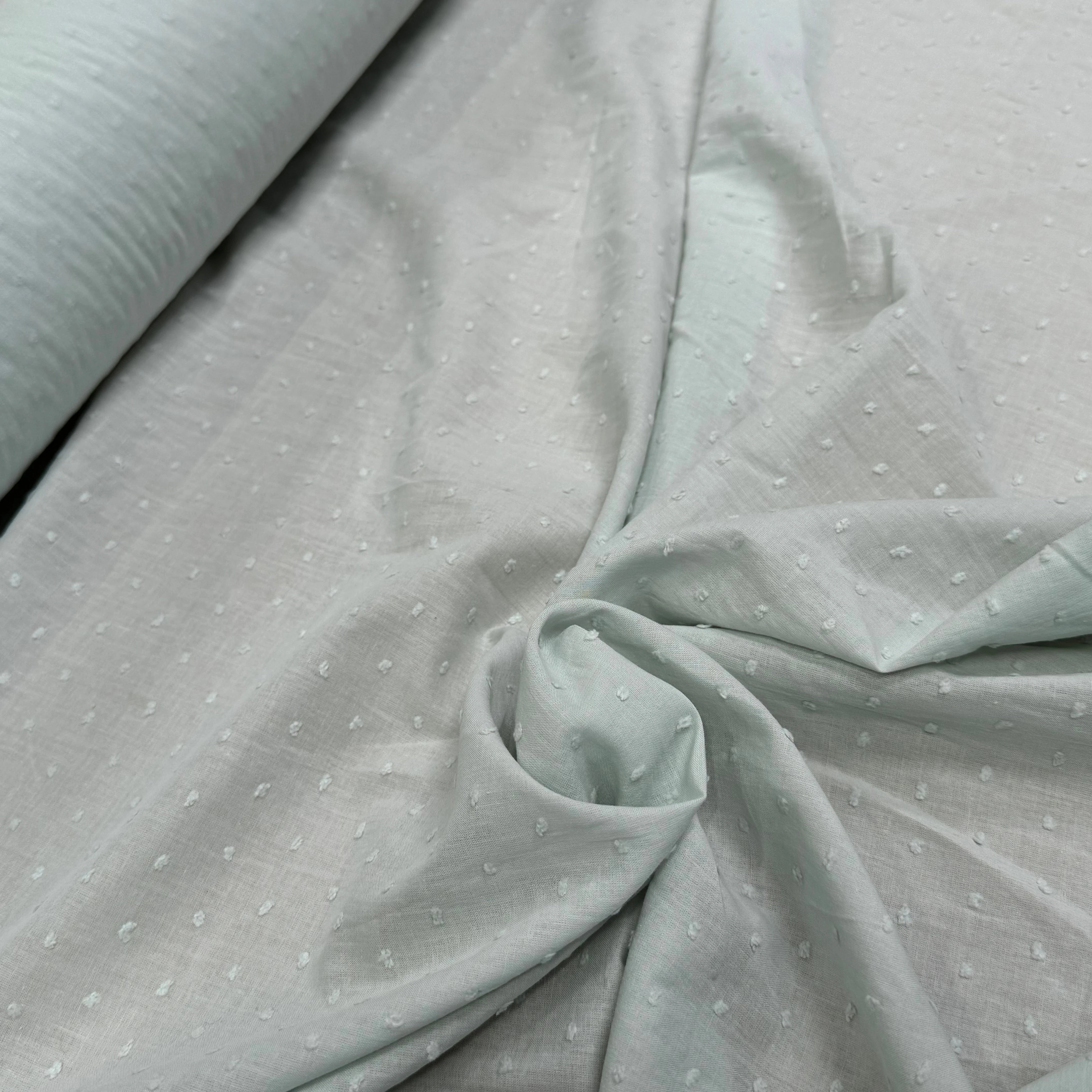 VOILE COTON PLUMETIS BLEU CIEL - My Little Coupon