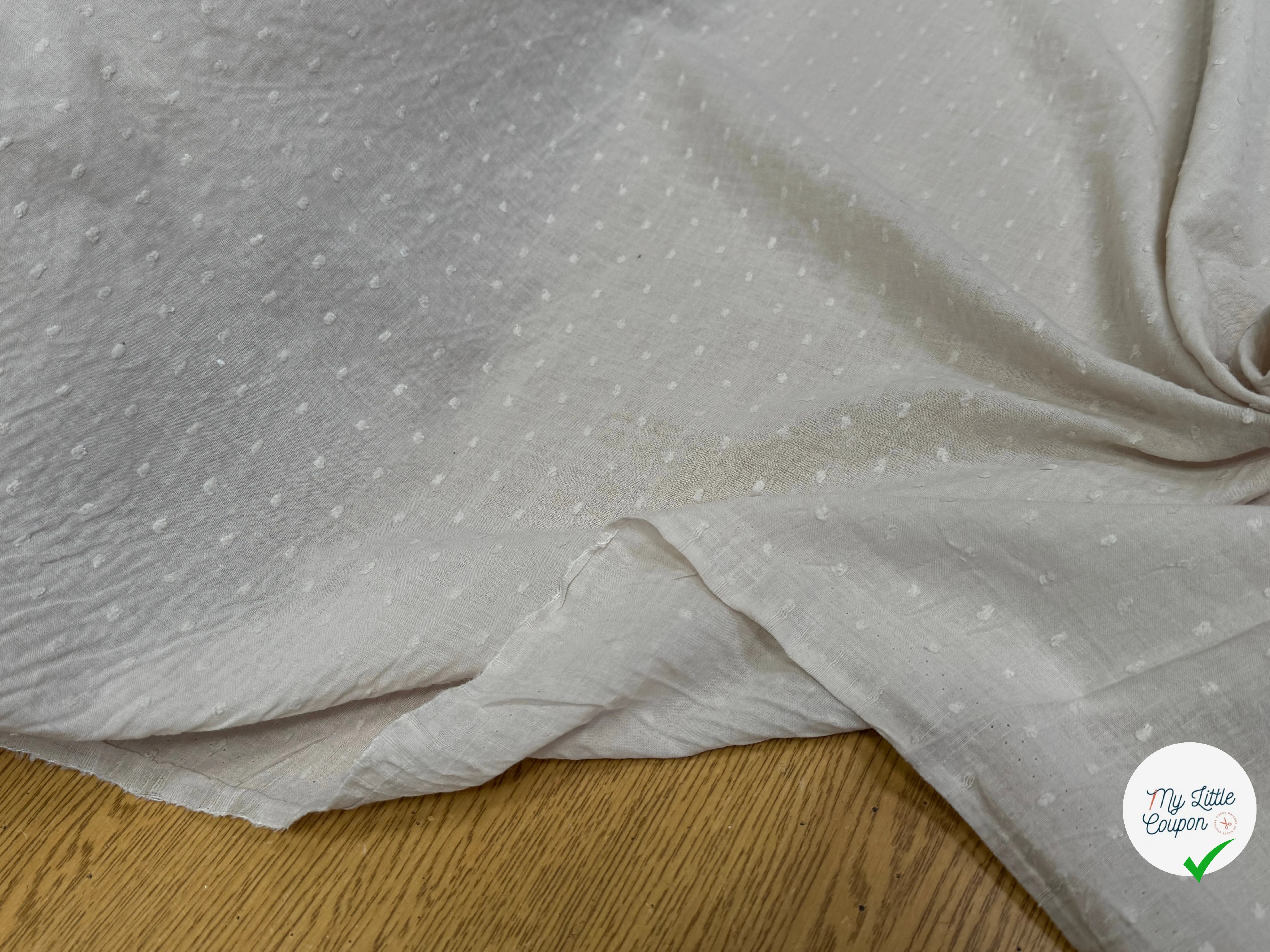 VOILE COTON PLUMETIS ÉCRU - My Little Coupon