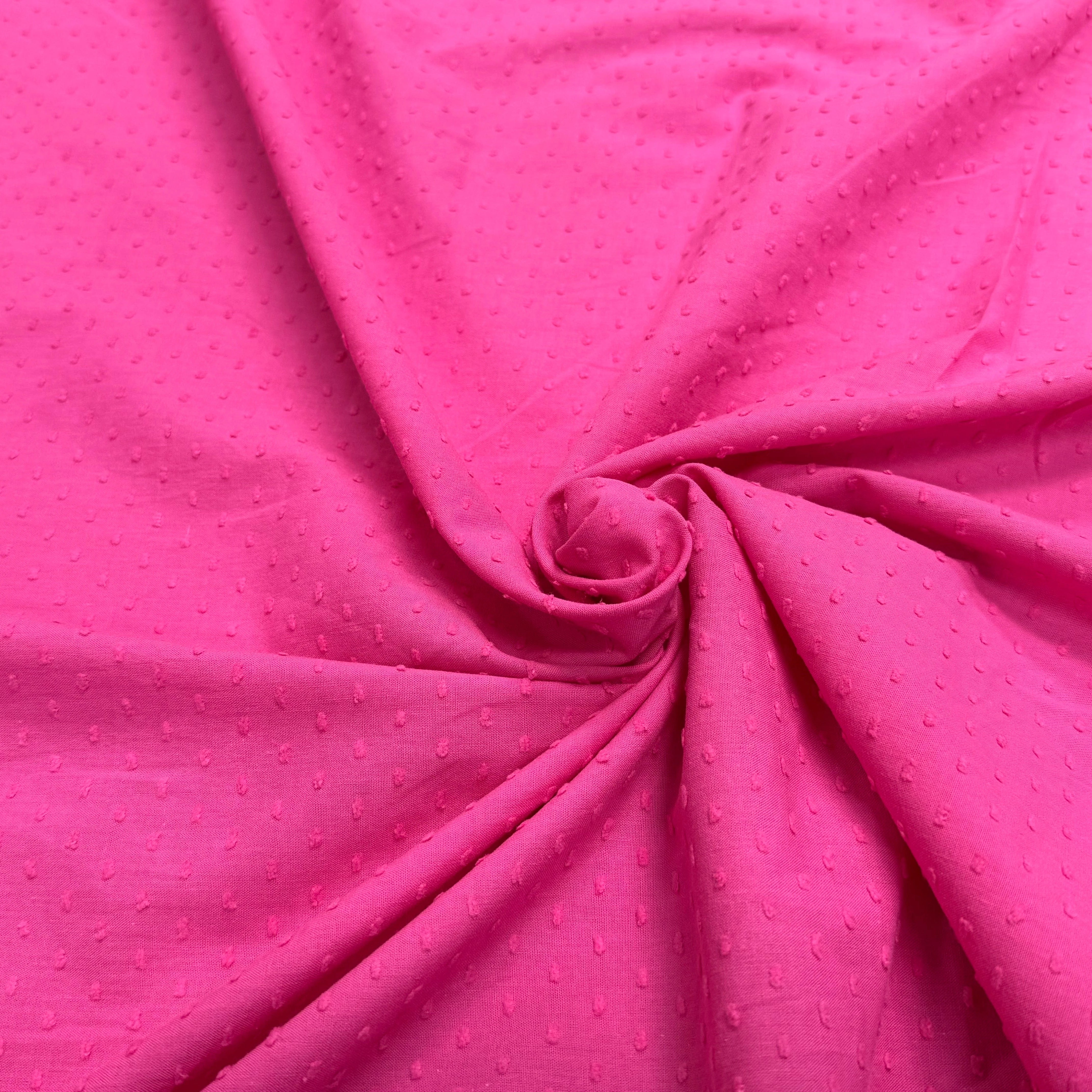 VOILE COTON PLUMETIS ROSE BARBIE - My Little Coupon