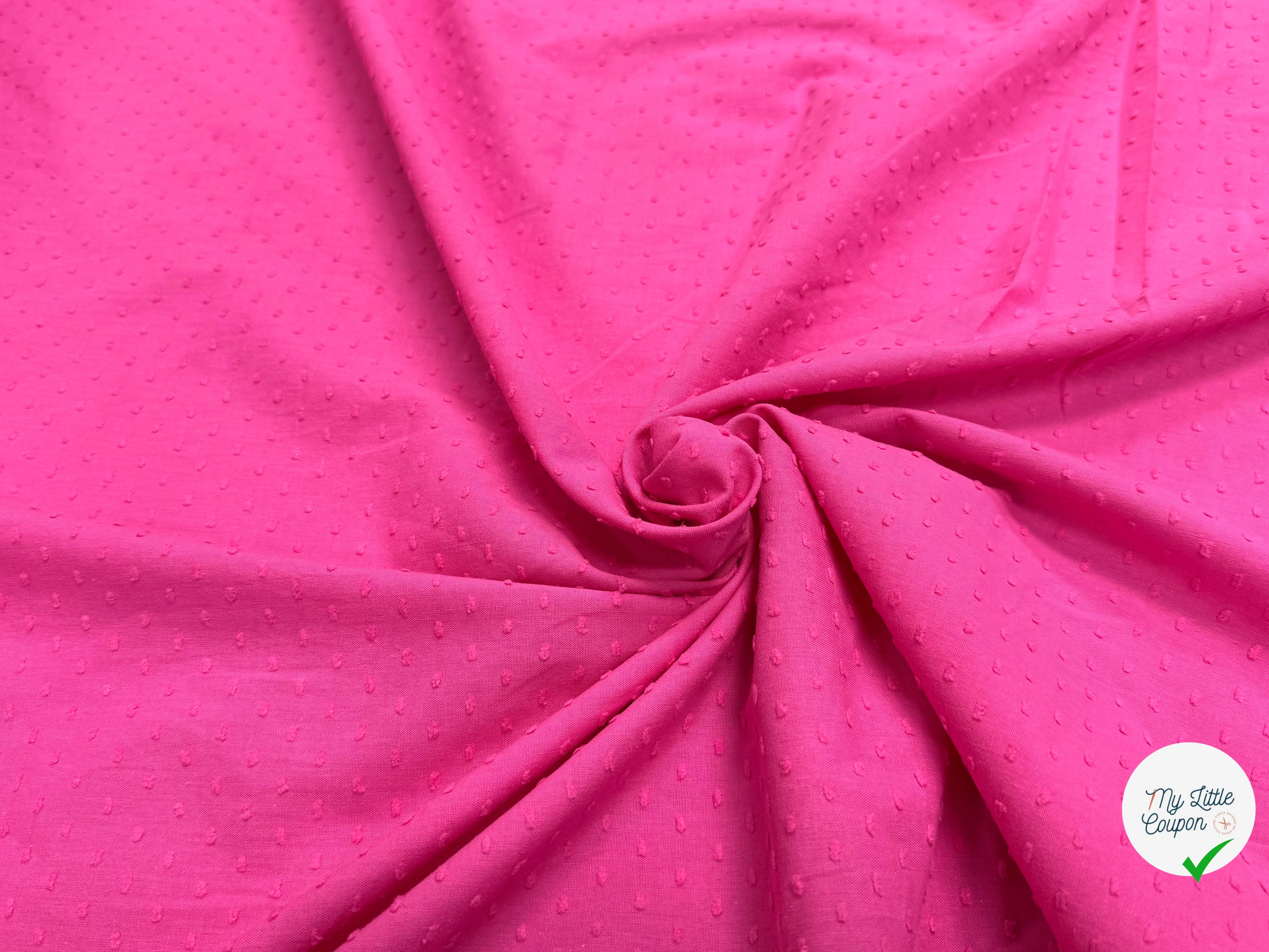 VOILE COTON PLUMETIS ROSE BARBIE - My Little Coupon