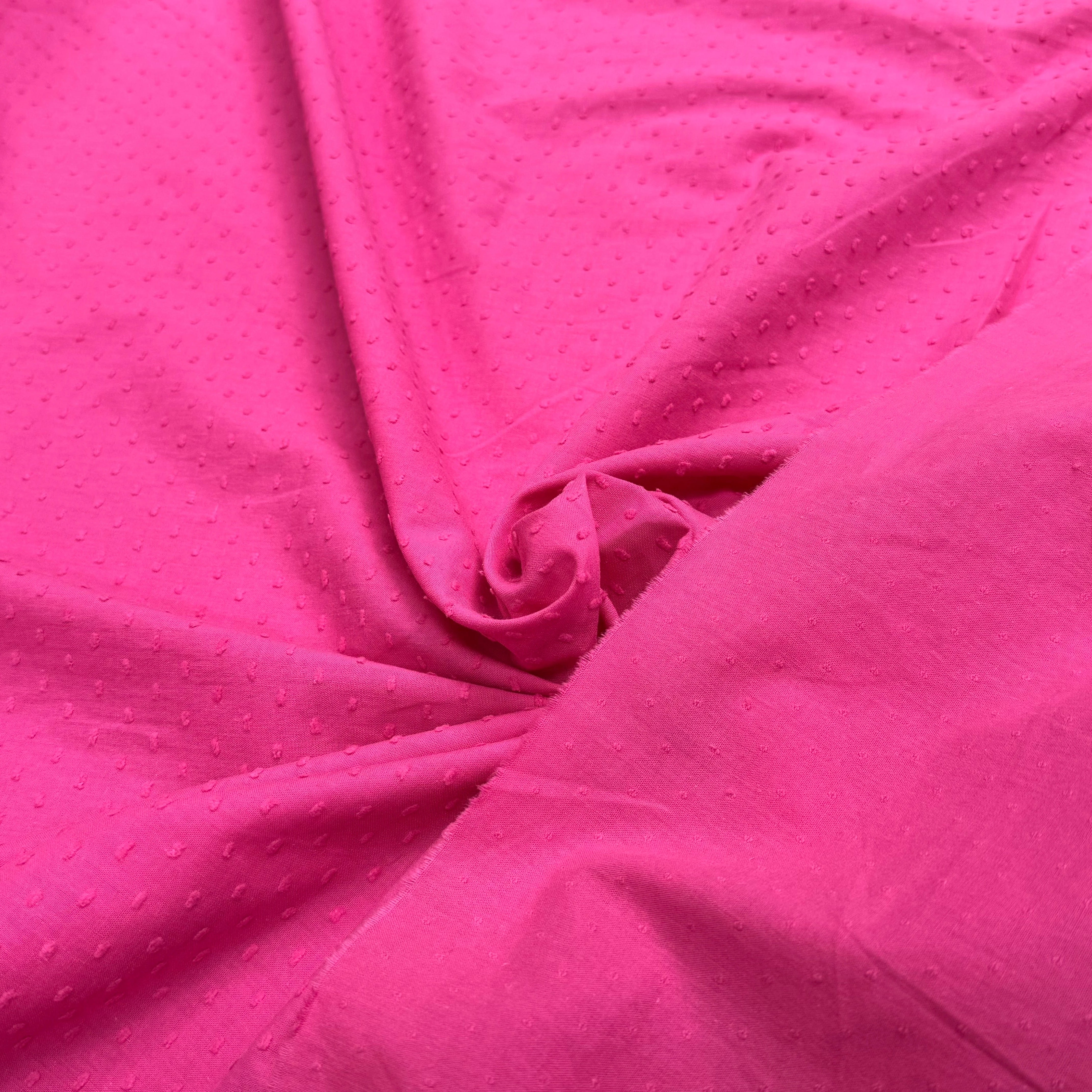 VOILE COTON PLUMETIS ROSE BARBIE - My Little Coupon
