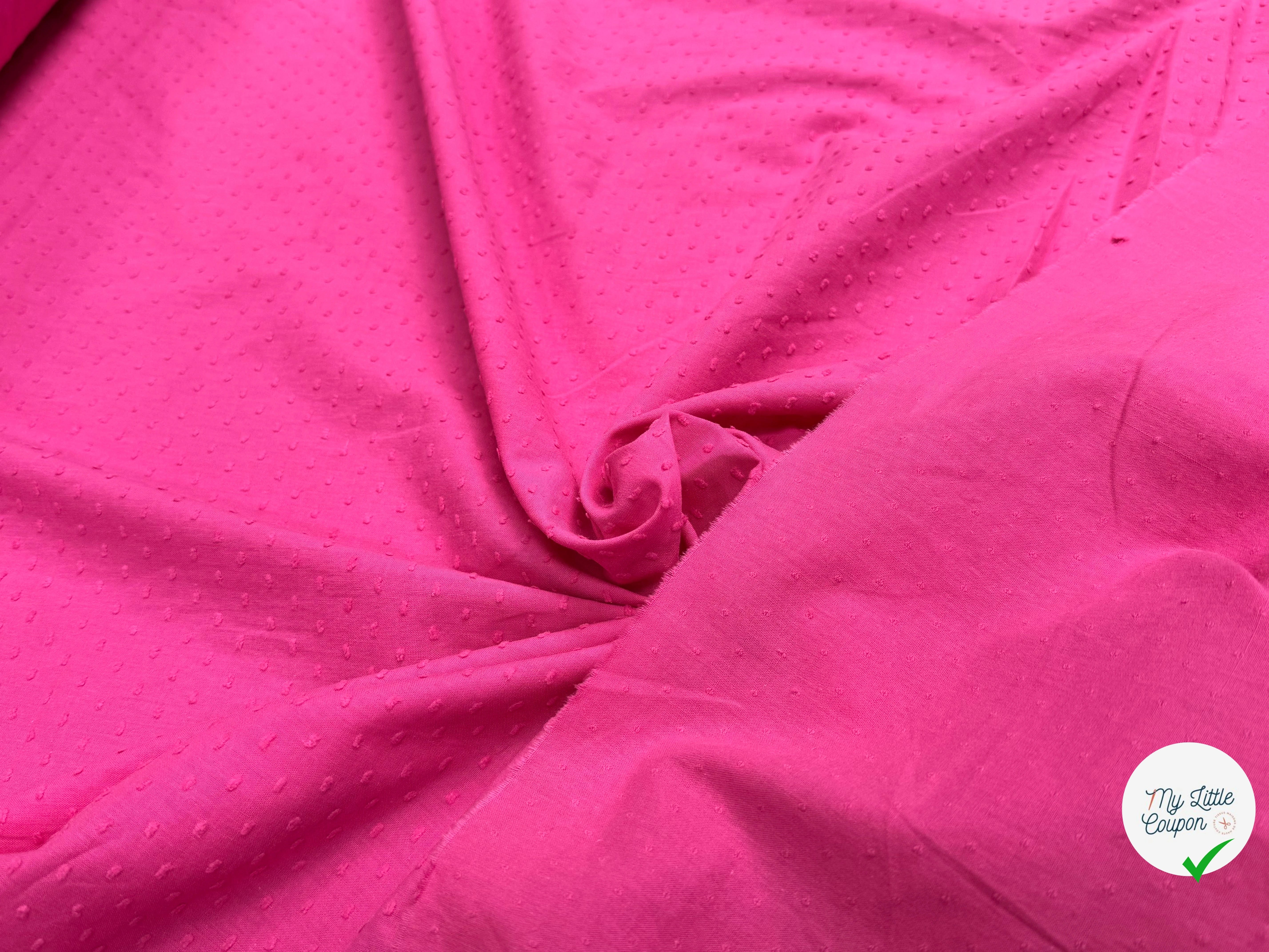 VOILE COTON PLUMETIS ROSE BARBIE - My Little Coupon