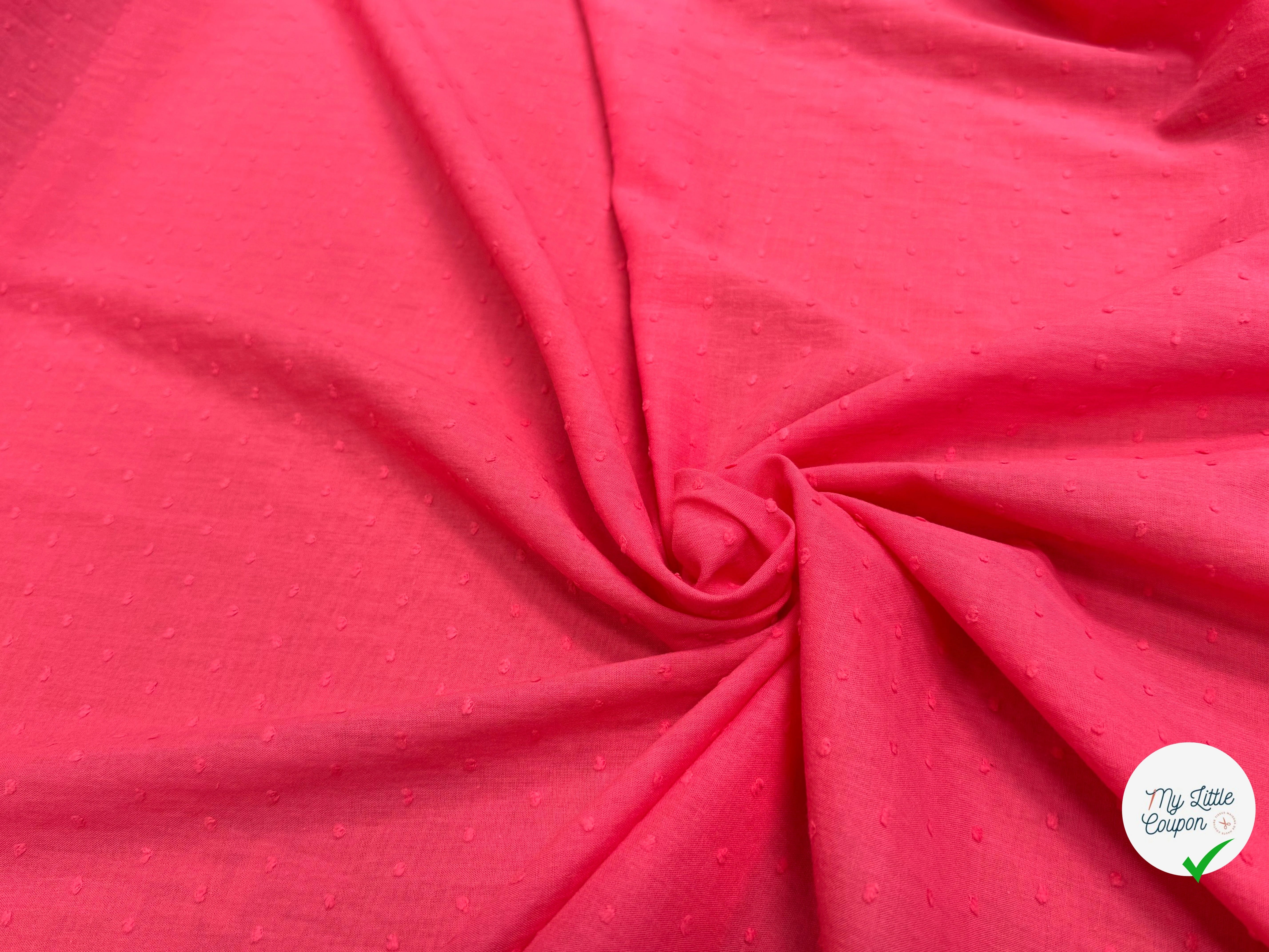 VOILE COTON PLUMETIS ROSE PIQUANT - My Little Coupon