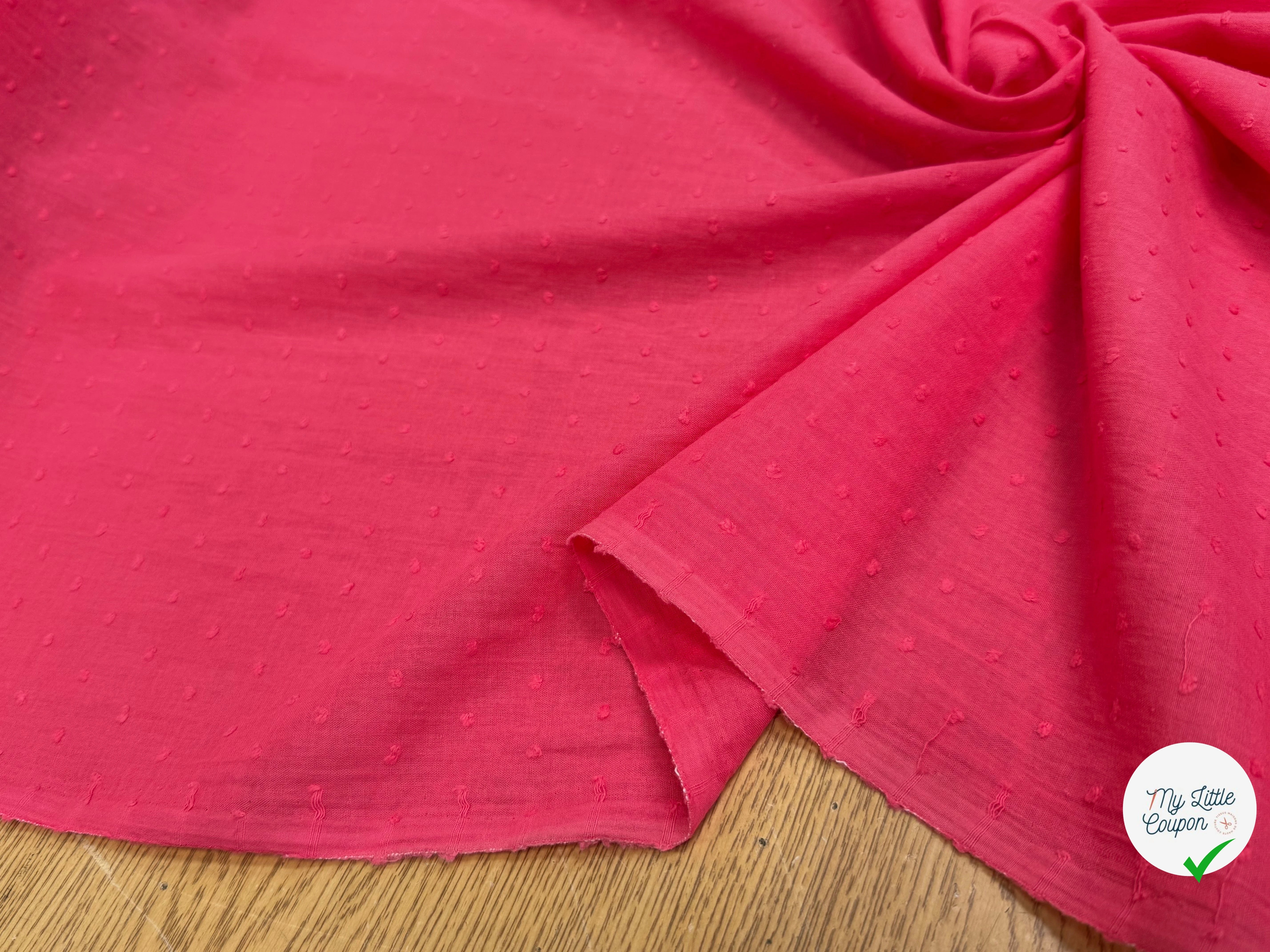 VOILE COTON PLUMETIS ROSE PIQUANT - My Little Coupon