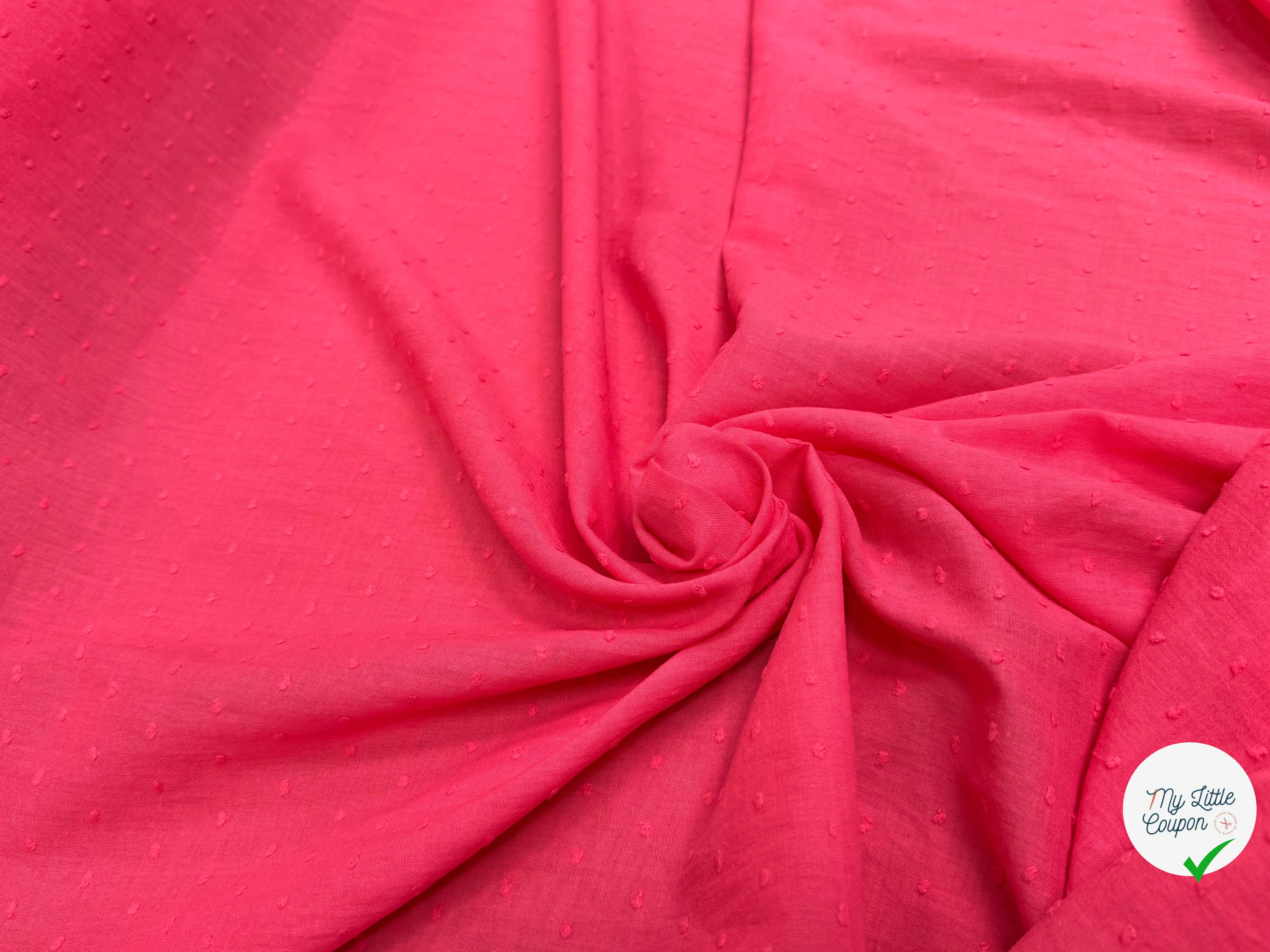 VOILE COTON PLUMETIS ROSE PIQUANT - My Little Coupon