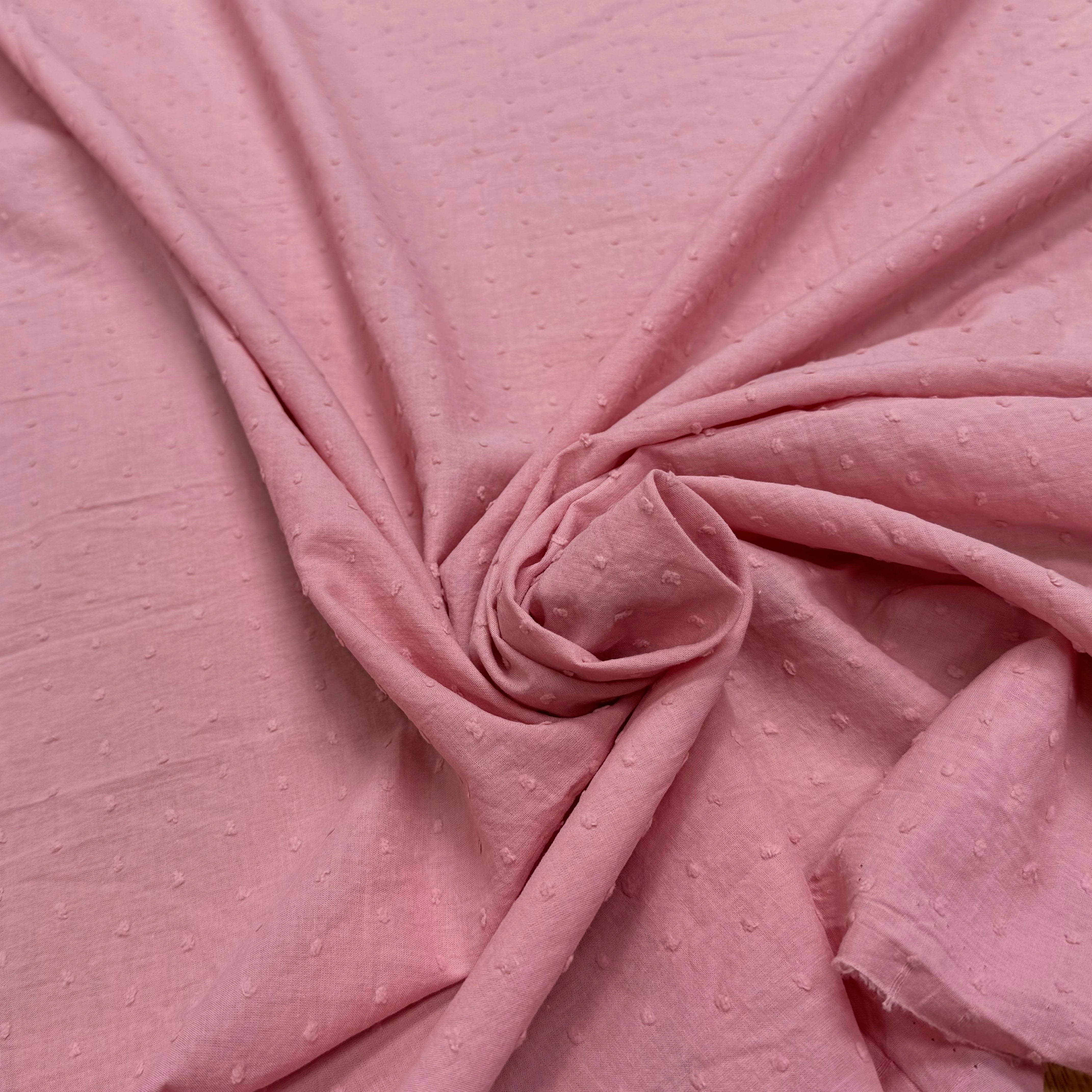 VOILE COTON PLUMETIS VIEUX ROSE - My Little Coupon