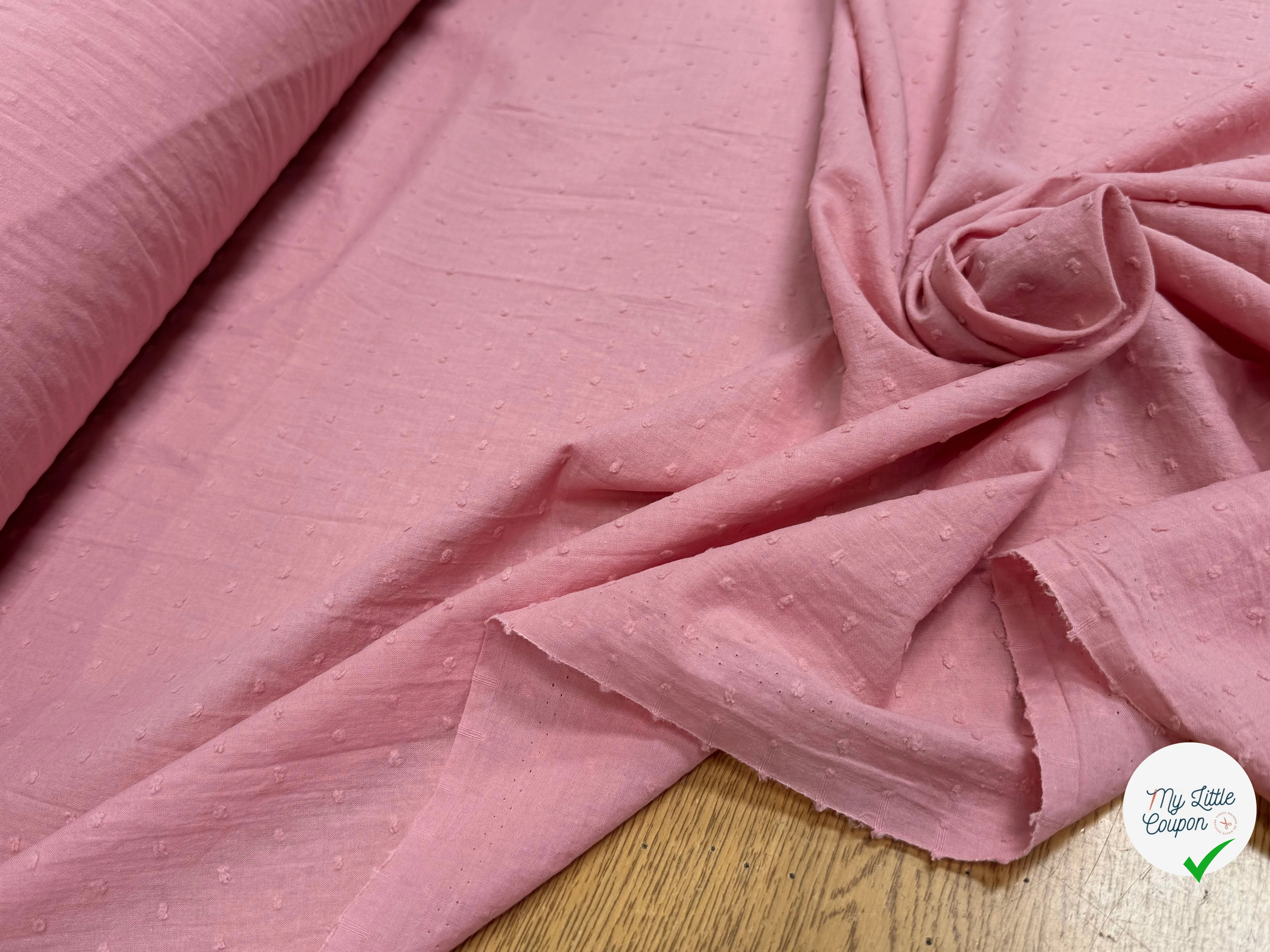 VOILE COTON PLUMETIS VIEUX ROSE - My Little Coupon