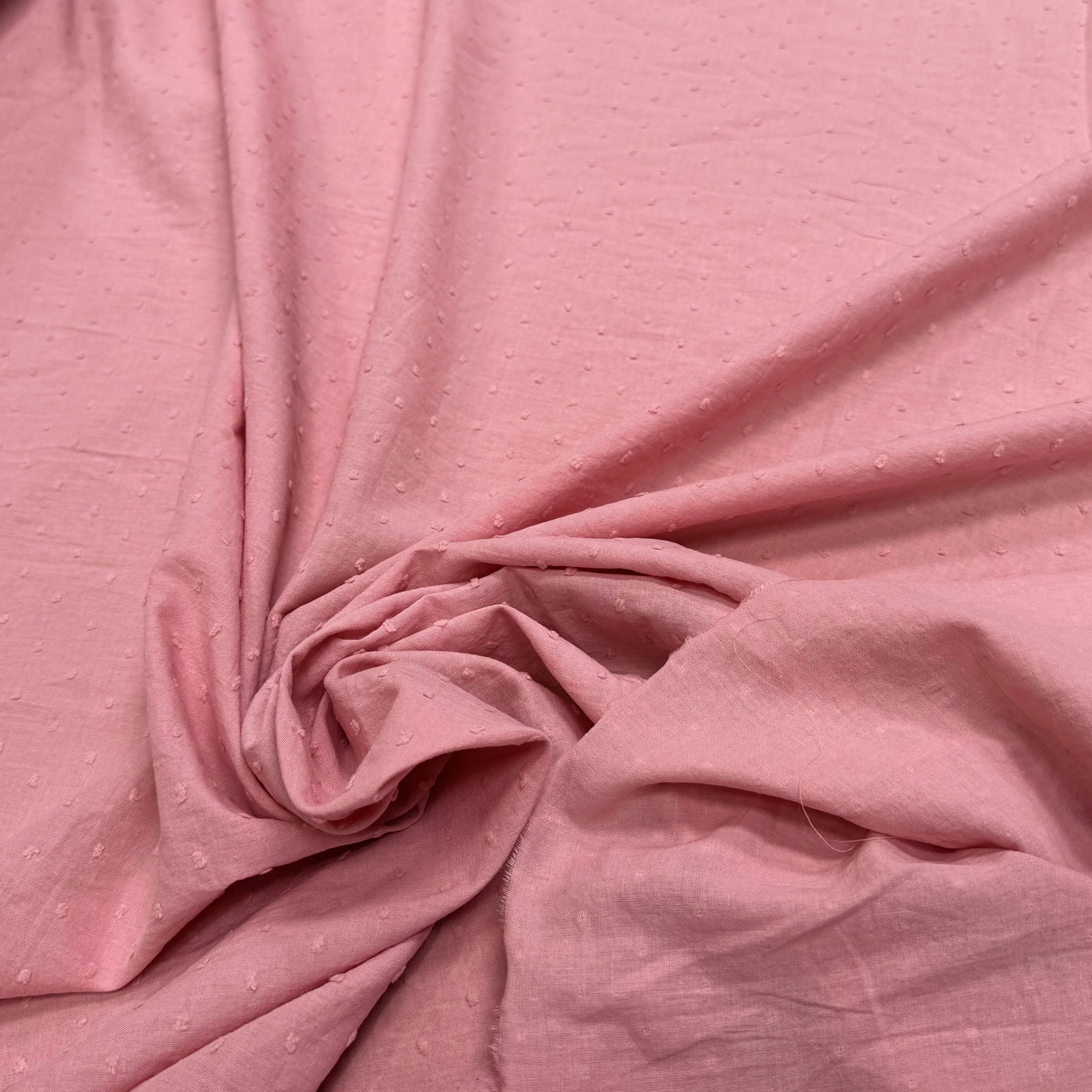 VOILE COTON PLUMETIS VIEUX ROSE - My Little Coupon