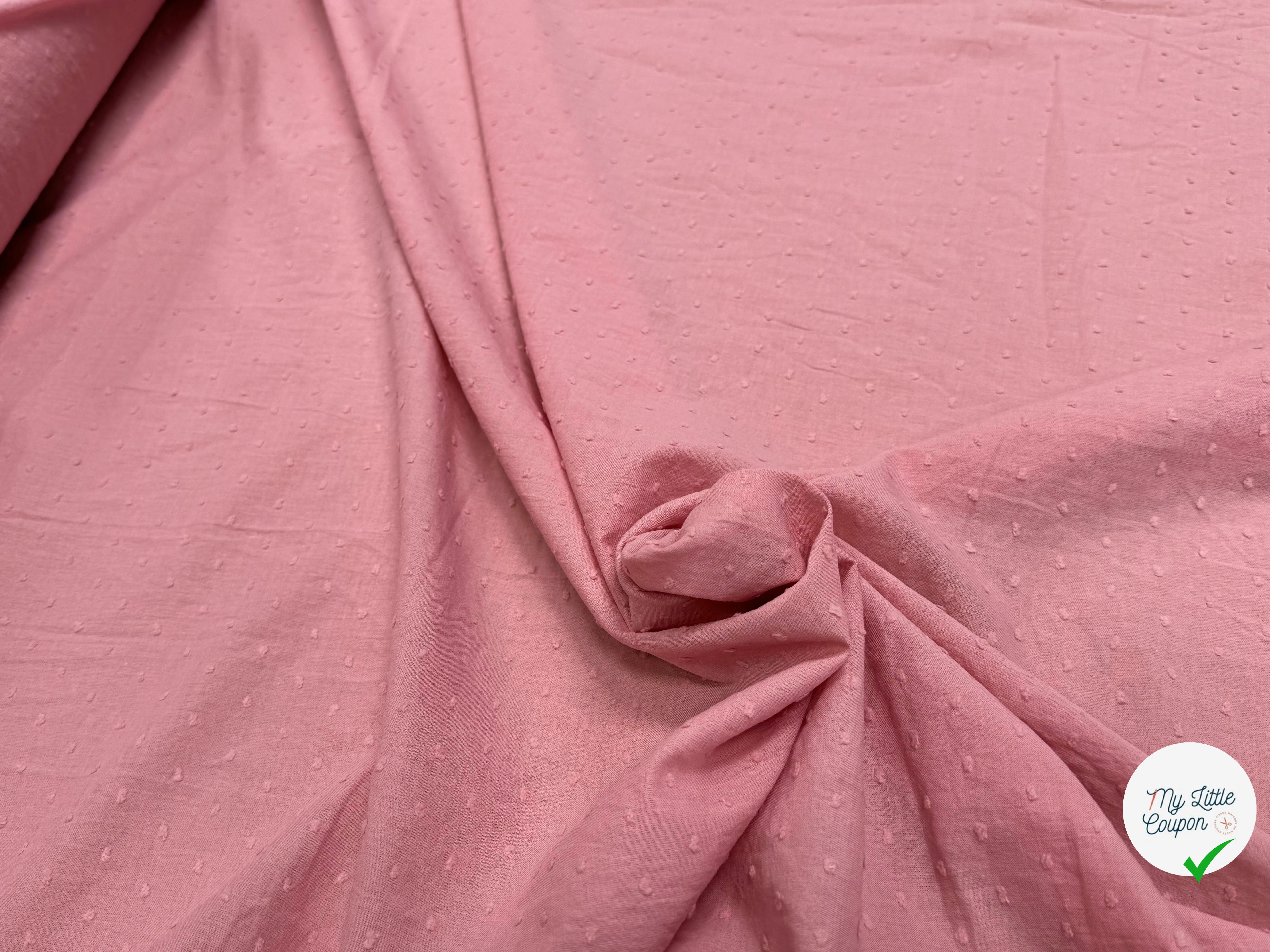 VOILE COTON PLUMETIS VIEUX ROSE - My Little Coupon