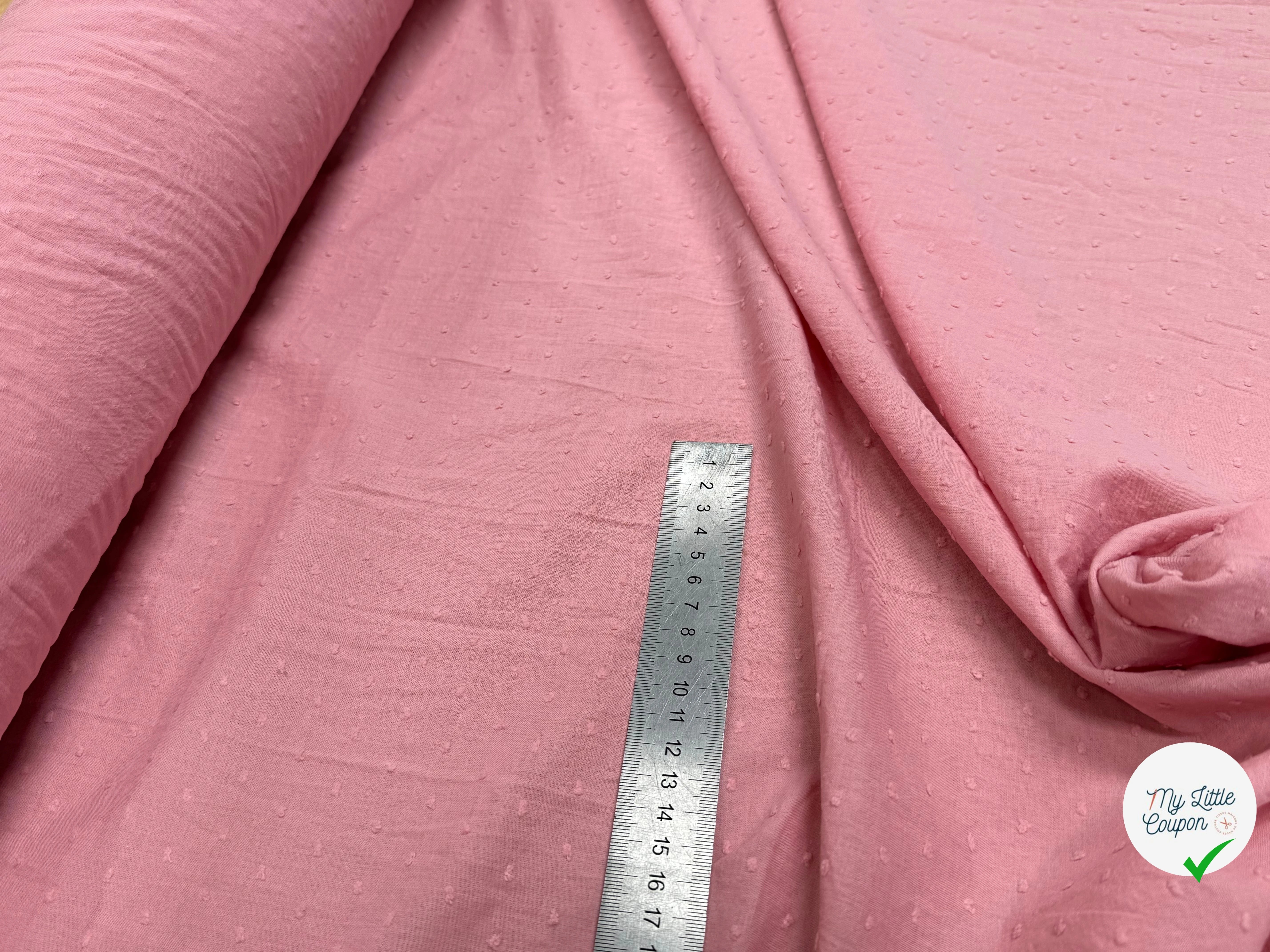 VOILE COTON PLUMETIS VIEUX ROSE - My Little Coupon