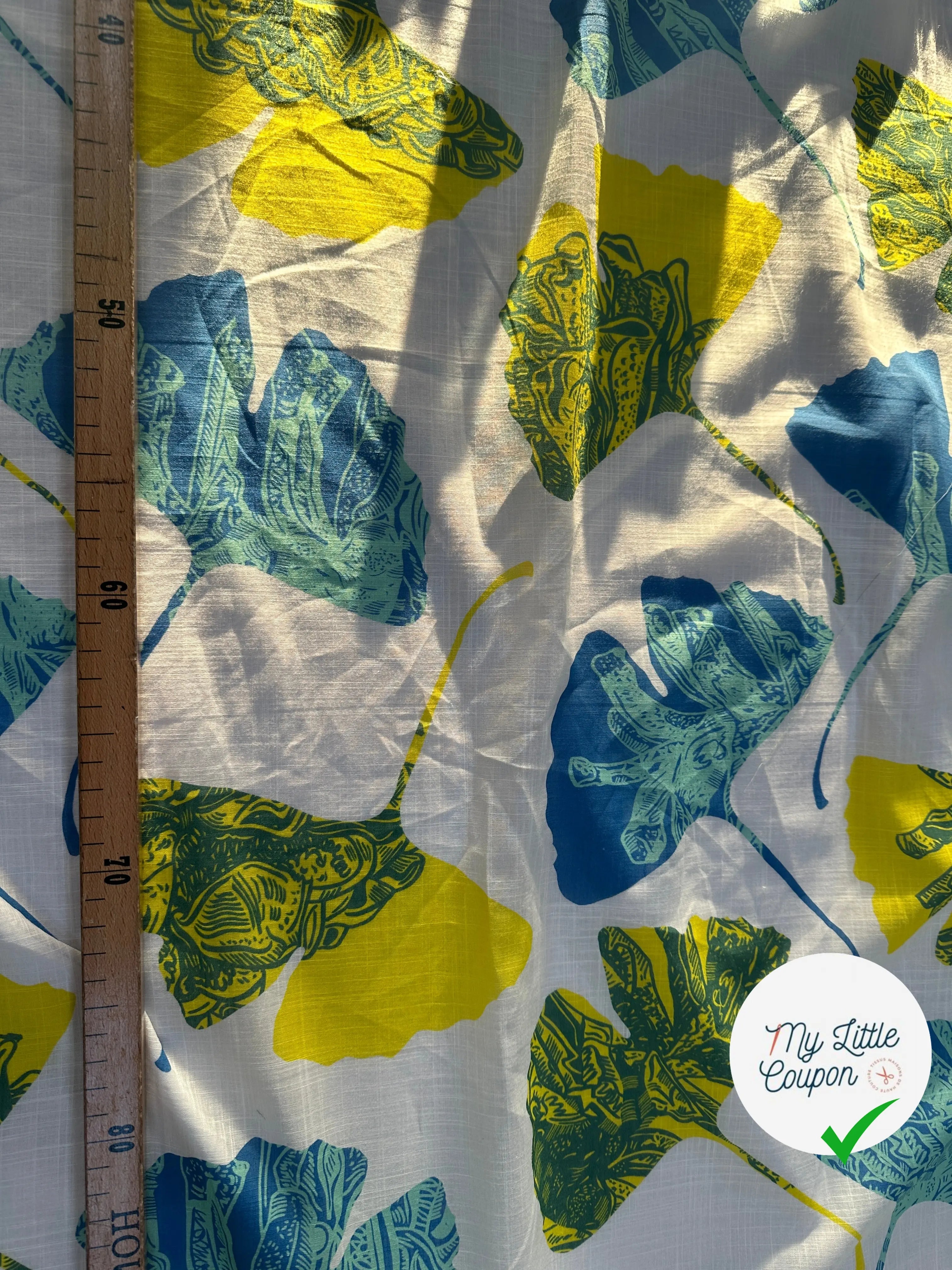 VOILE COTON QUADRILLÉ PETALES JAUNE ET BLEU - My Little Coupon