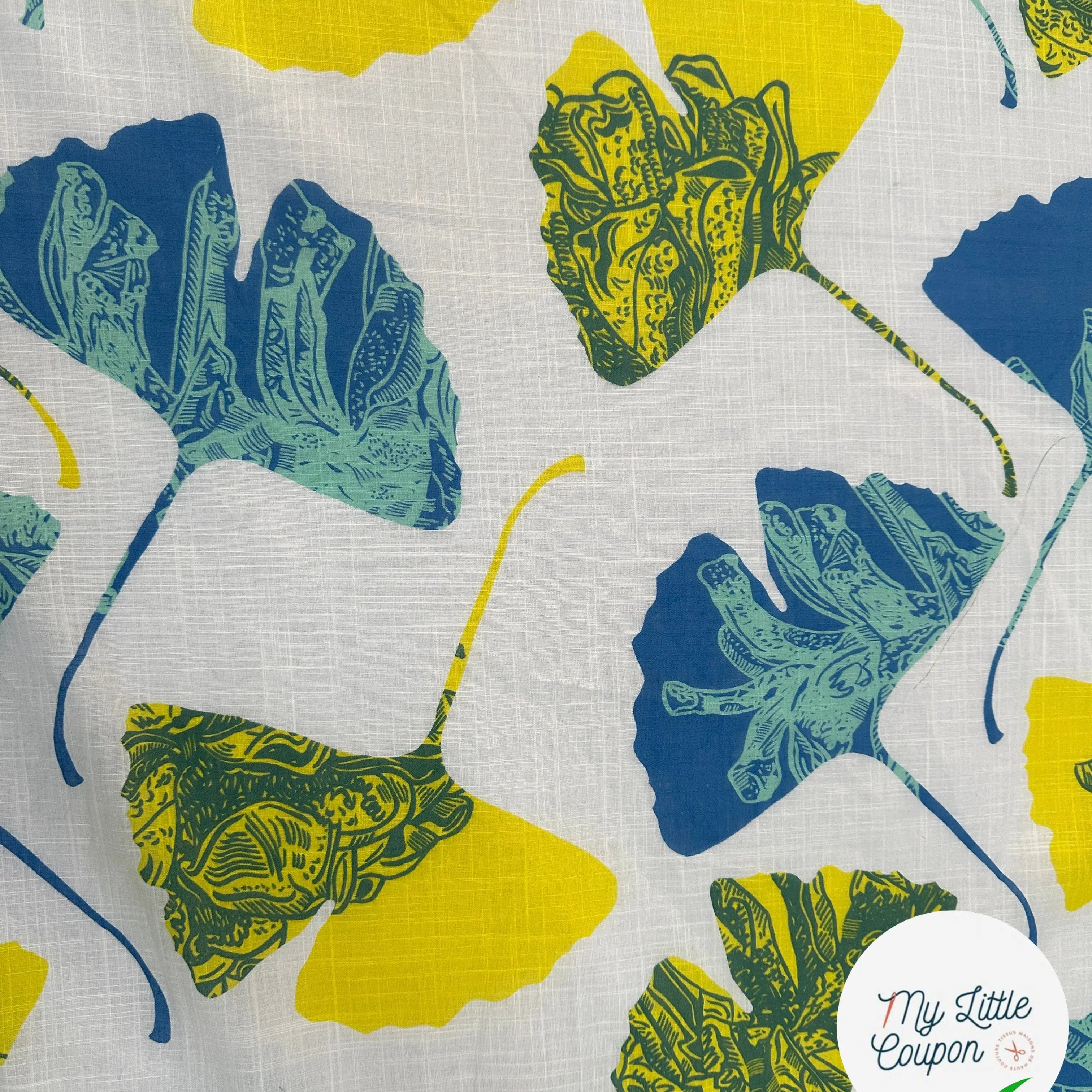 VOILE COTON QUADRILLÉ PETALES JAUNE ET BLEU - My Little Coupon