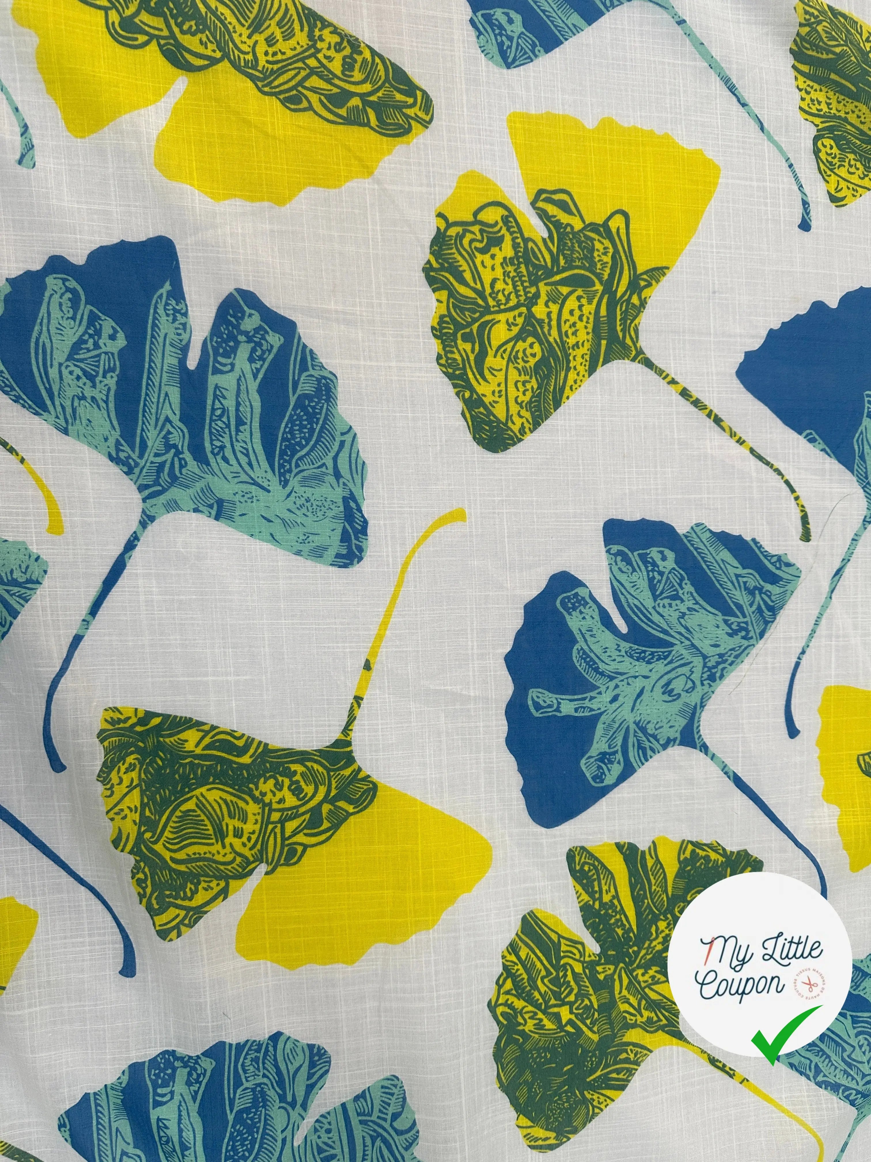 VOILE COTON QUADRILLÉ PETALES JAUNE ET BLEU - My Little Coupon