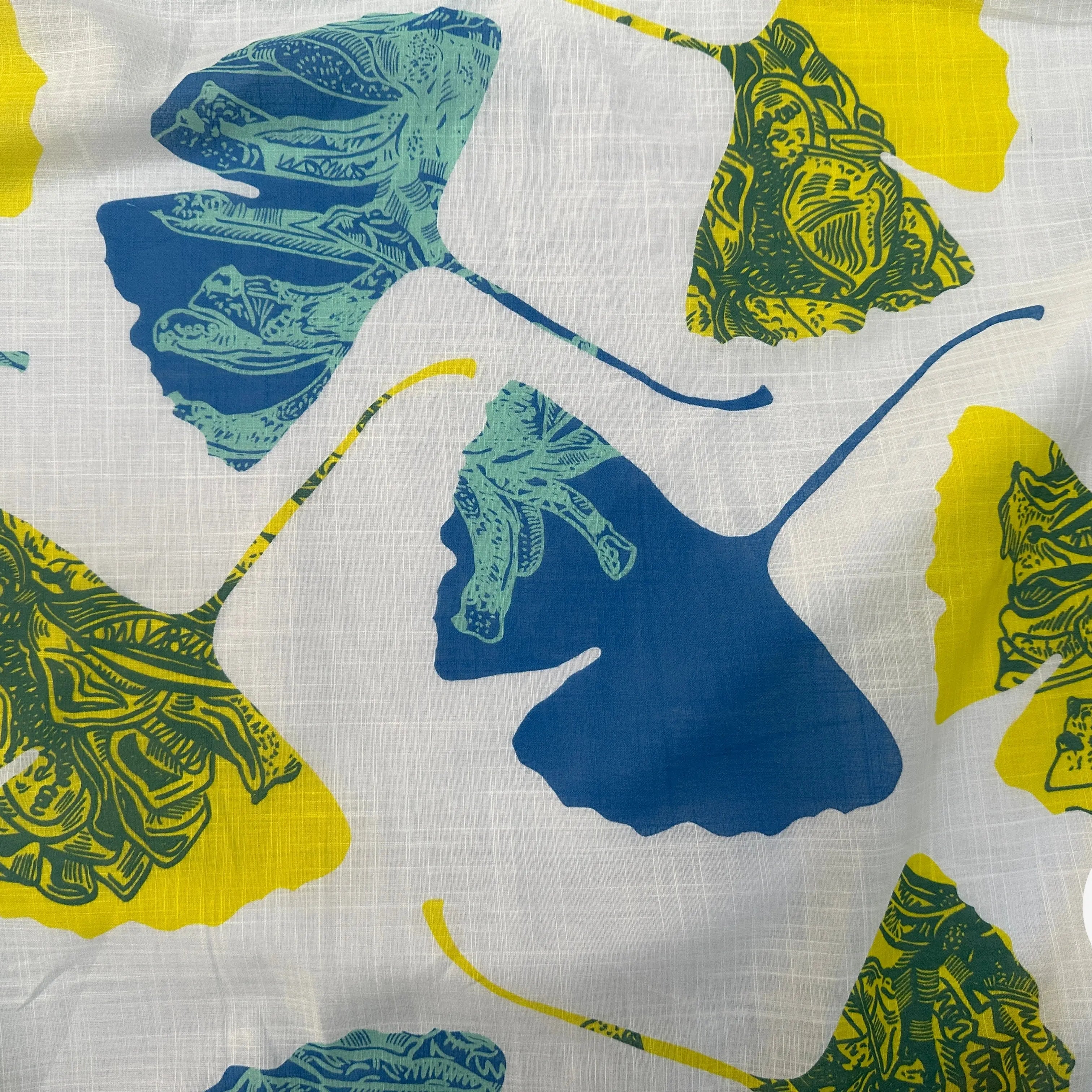 VOILE COTON QUADRILLÉ PETALES JAUNE ET BLEU - My Little Coupon