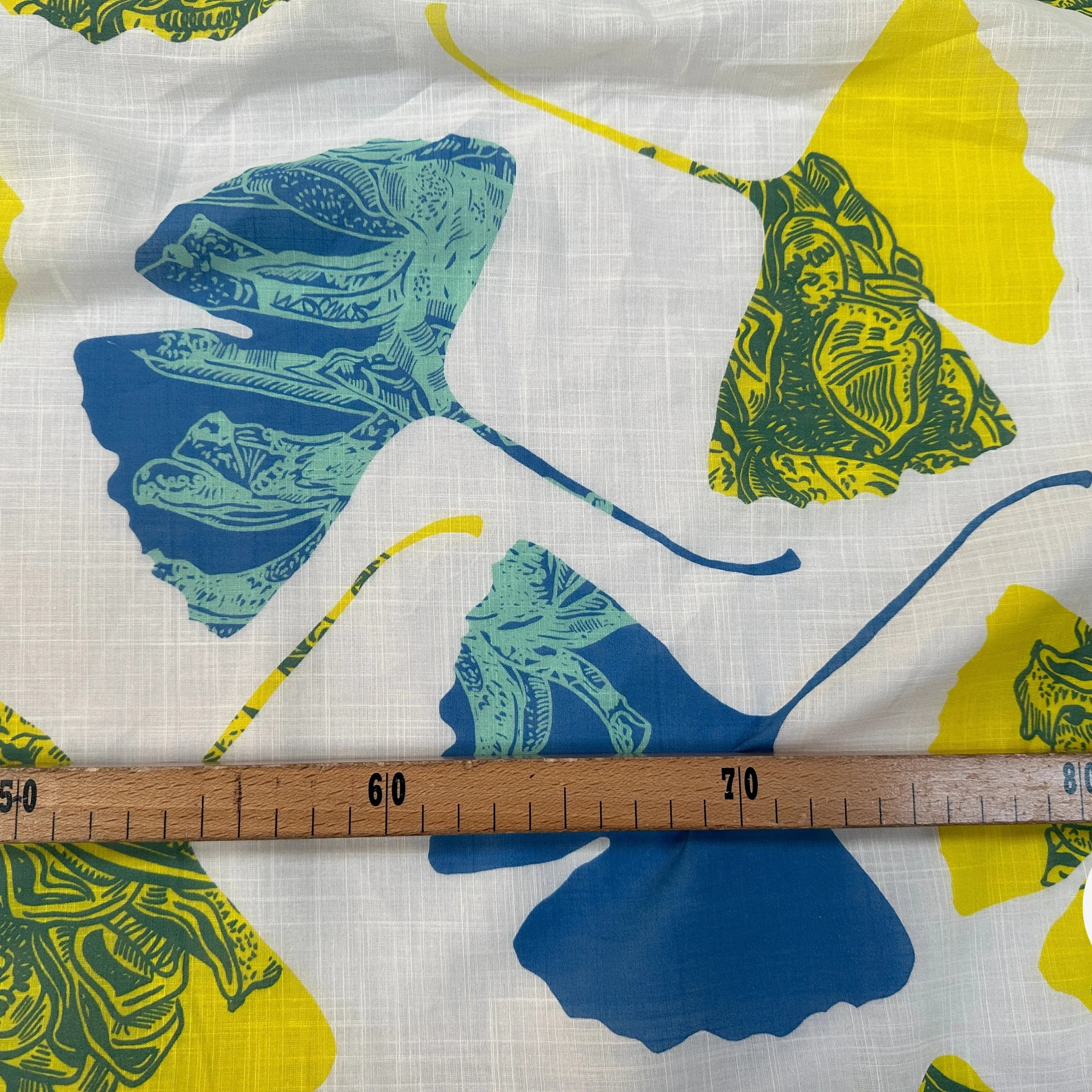 VOILE COTON QUADRILLÉ PETALES JAUNE ET BLEU - My Little Coupon