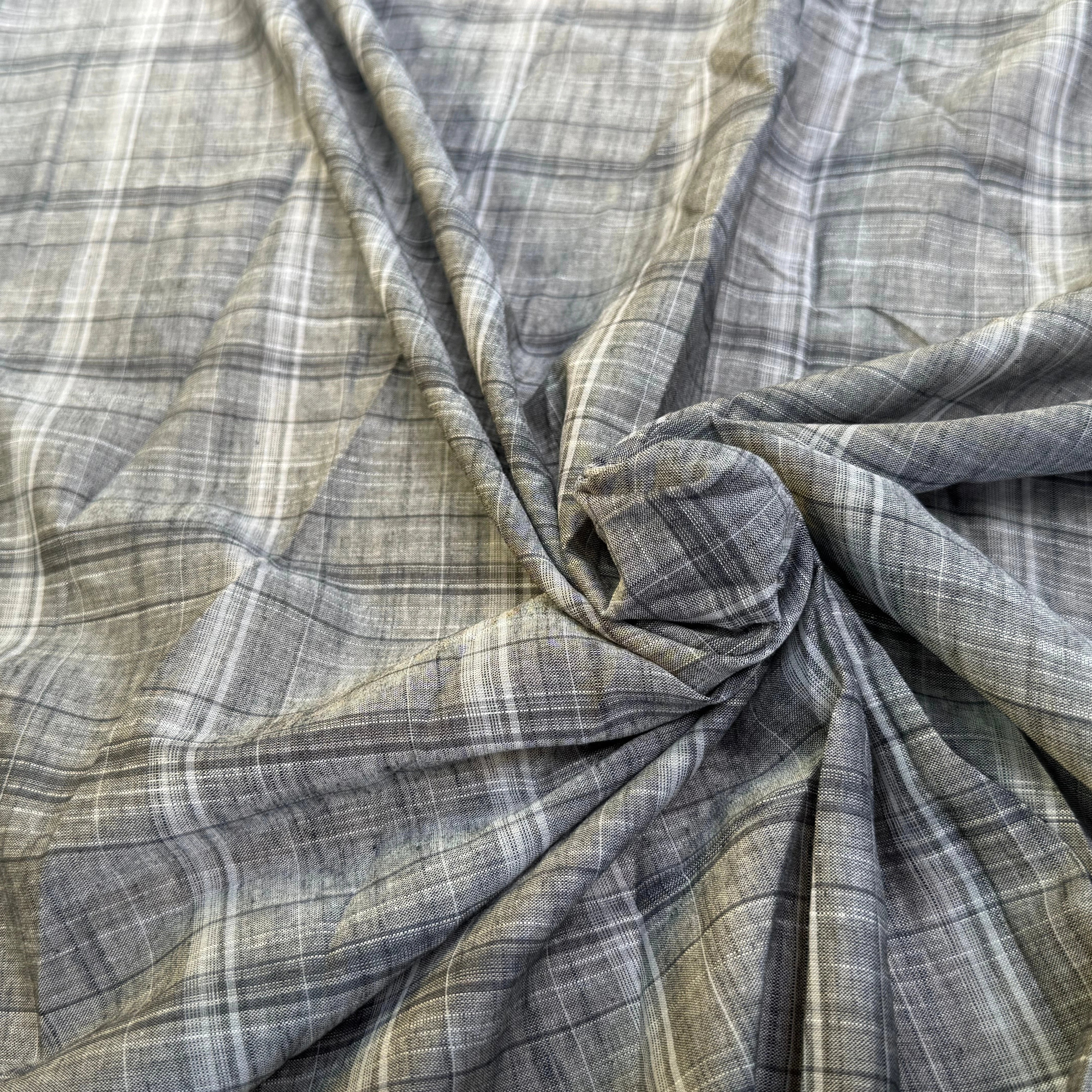 VOILE DE COTON À CARREAUX FINE RAYURES GRIS - My Little Coupon