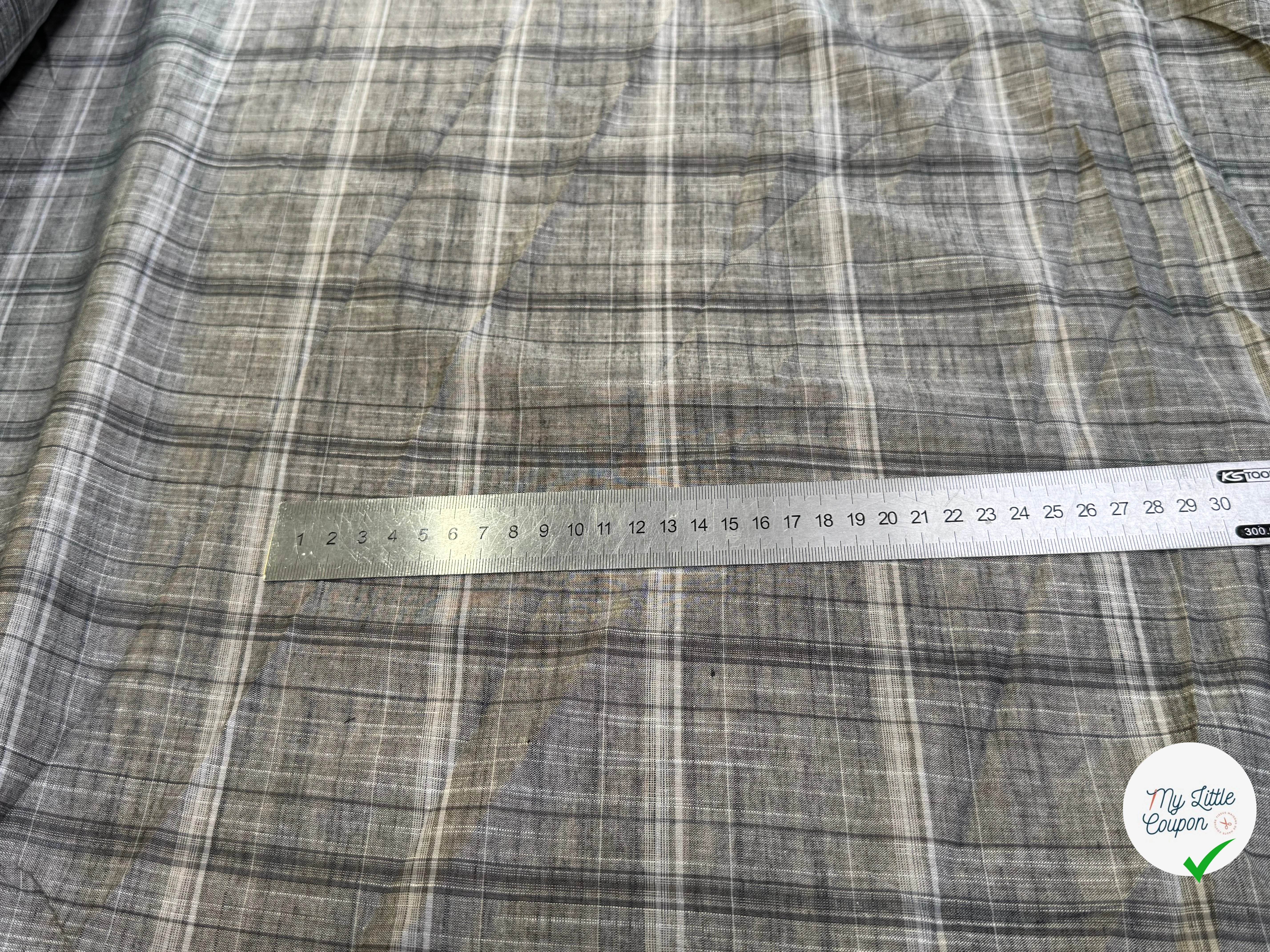 VOILE DE COTON À CARREAUX FINE RAYURES GRIS - My Little Coupon