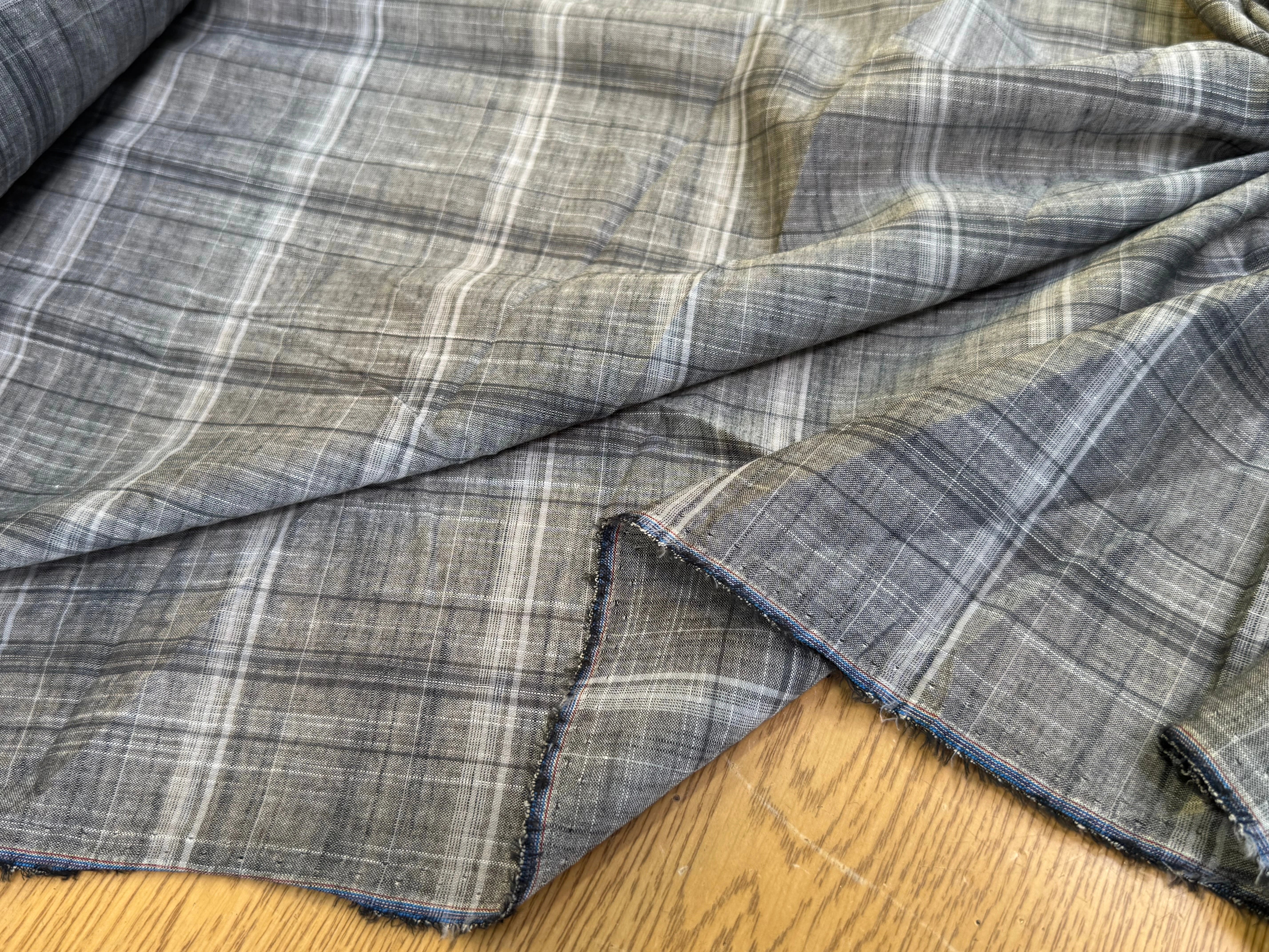 VOILE DE COTON À CARREAUX FINE RAYURES GRIS - My Little Coupon