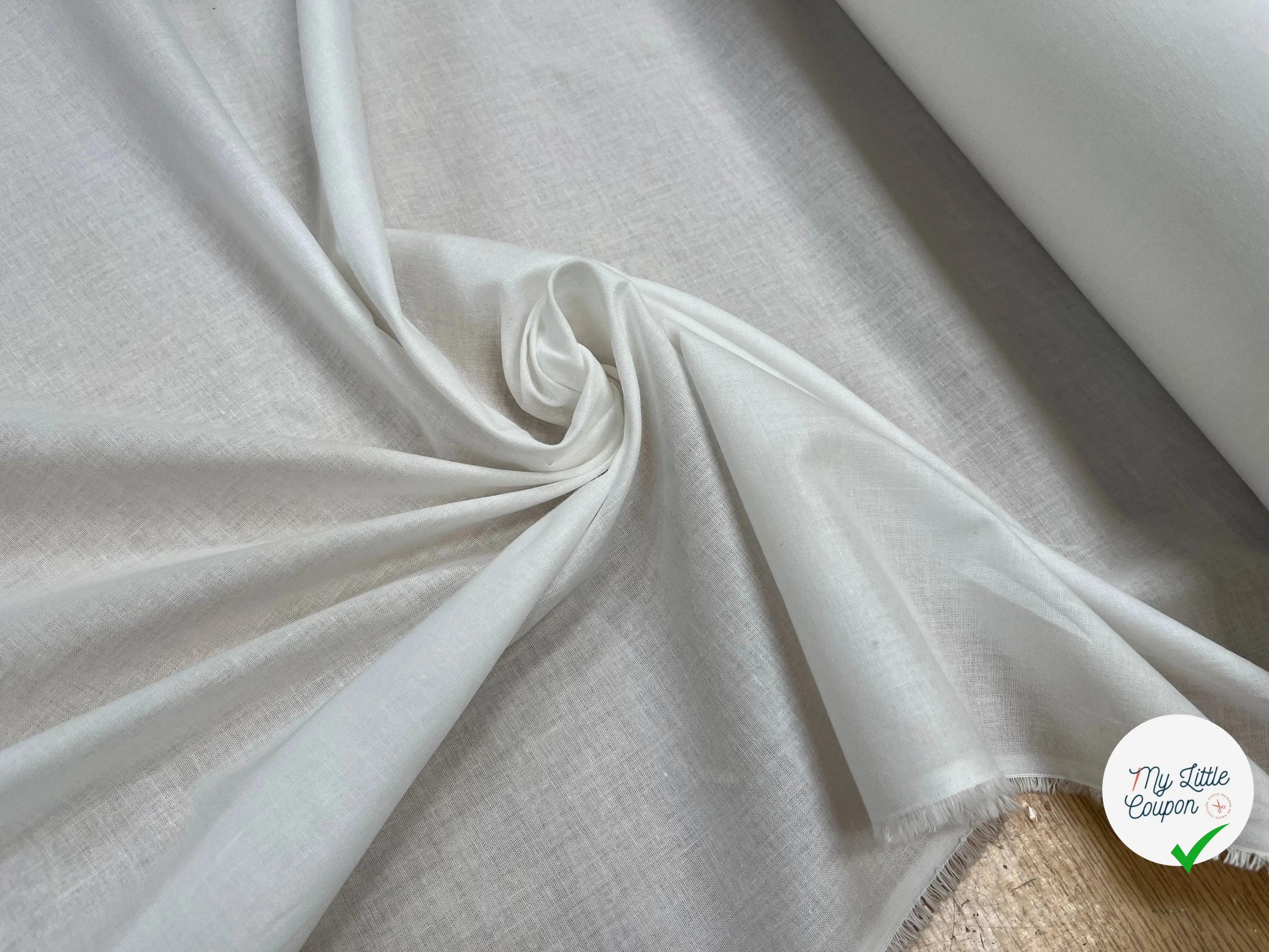 VOILE DE COTON BLANC CASSÉ BELLE DENSITÉ - My Little Coupon