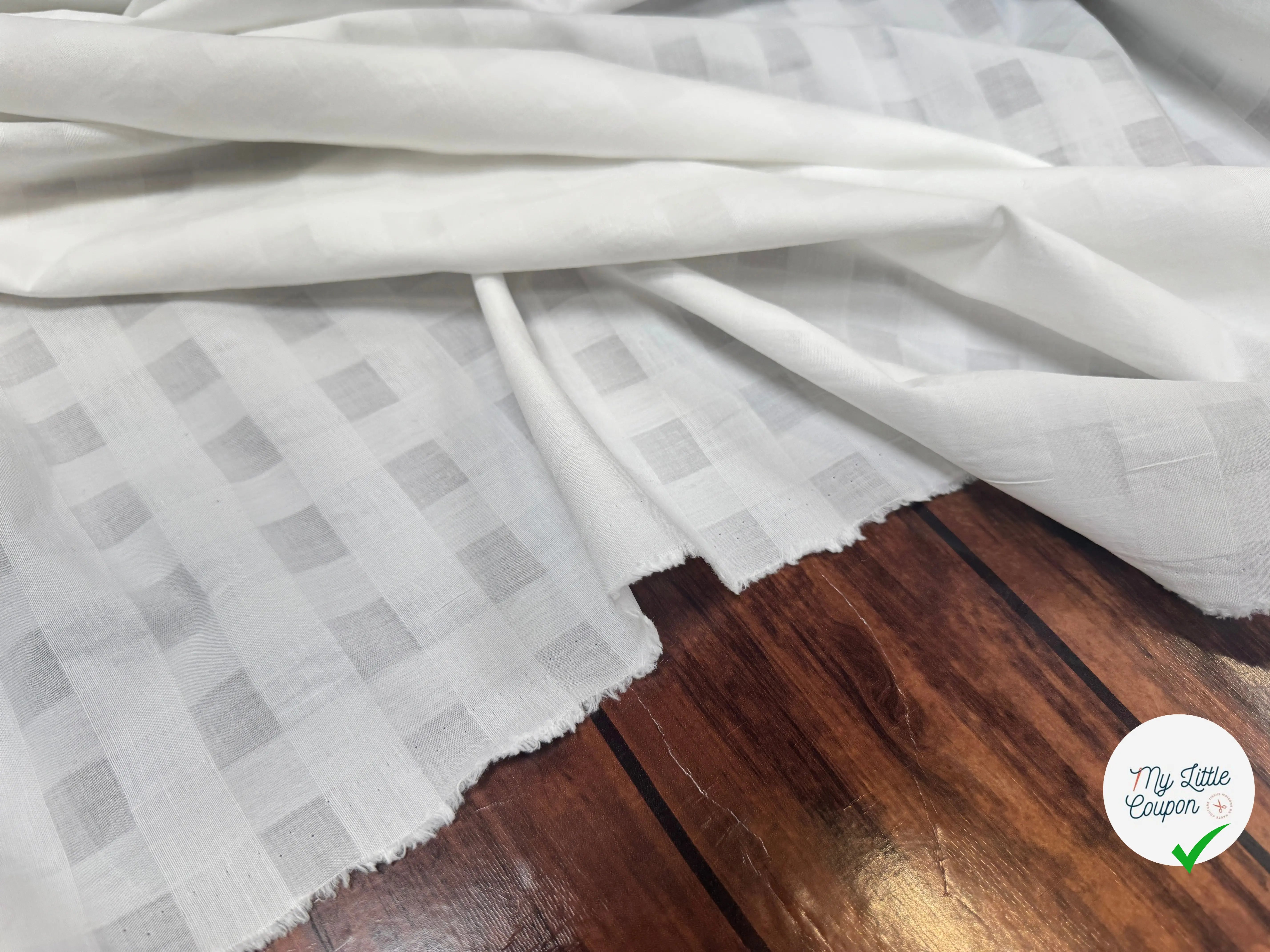 VOILE DE COTON BLANC QUADRILLE - My Little Coupon