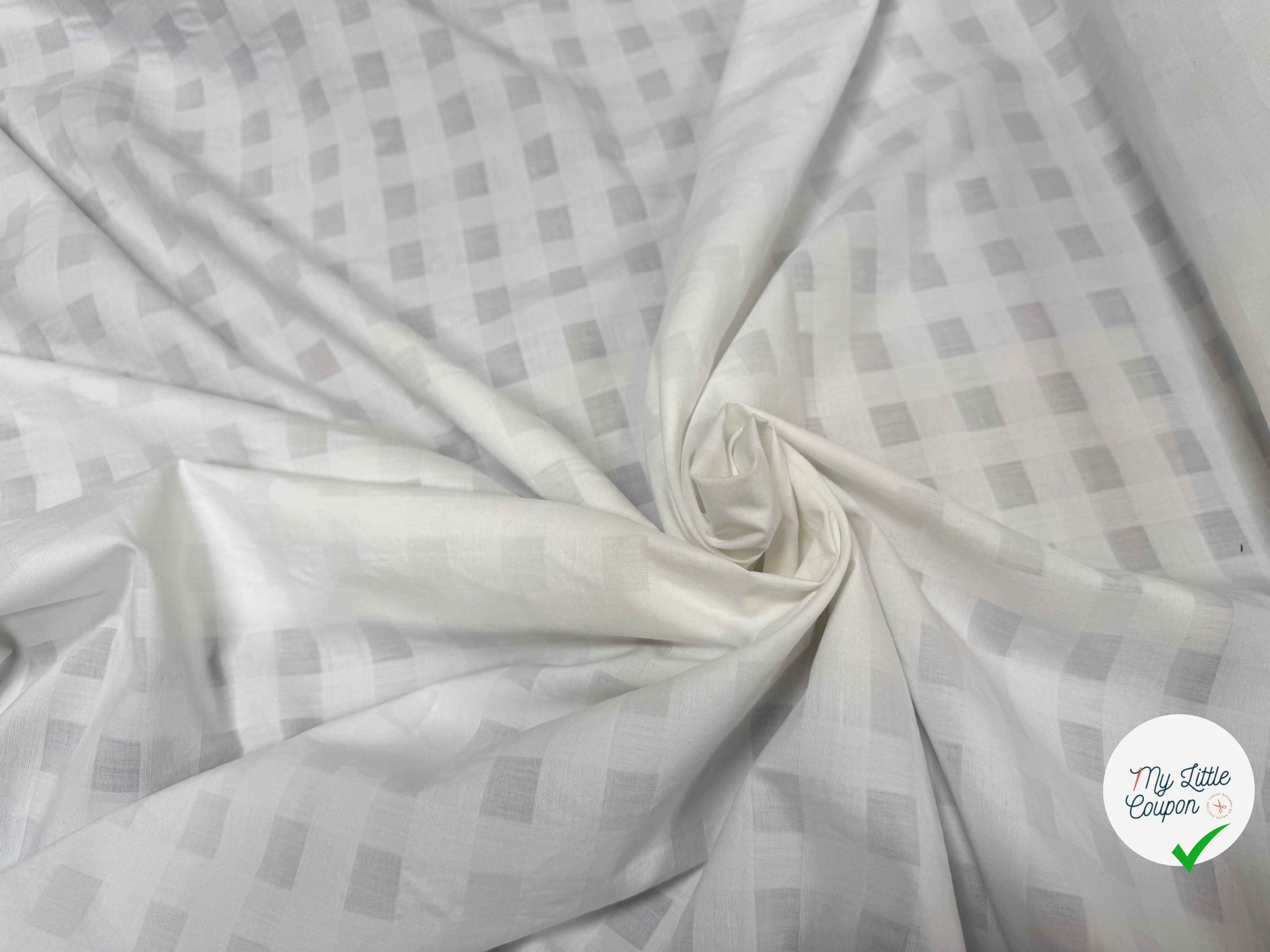 VOILE DE COTON BLANC QUADRILLE - My Little Coupon