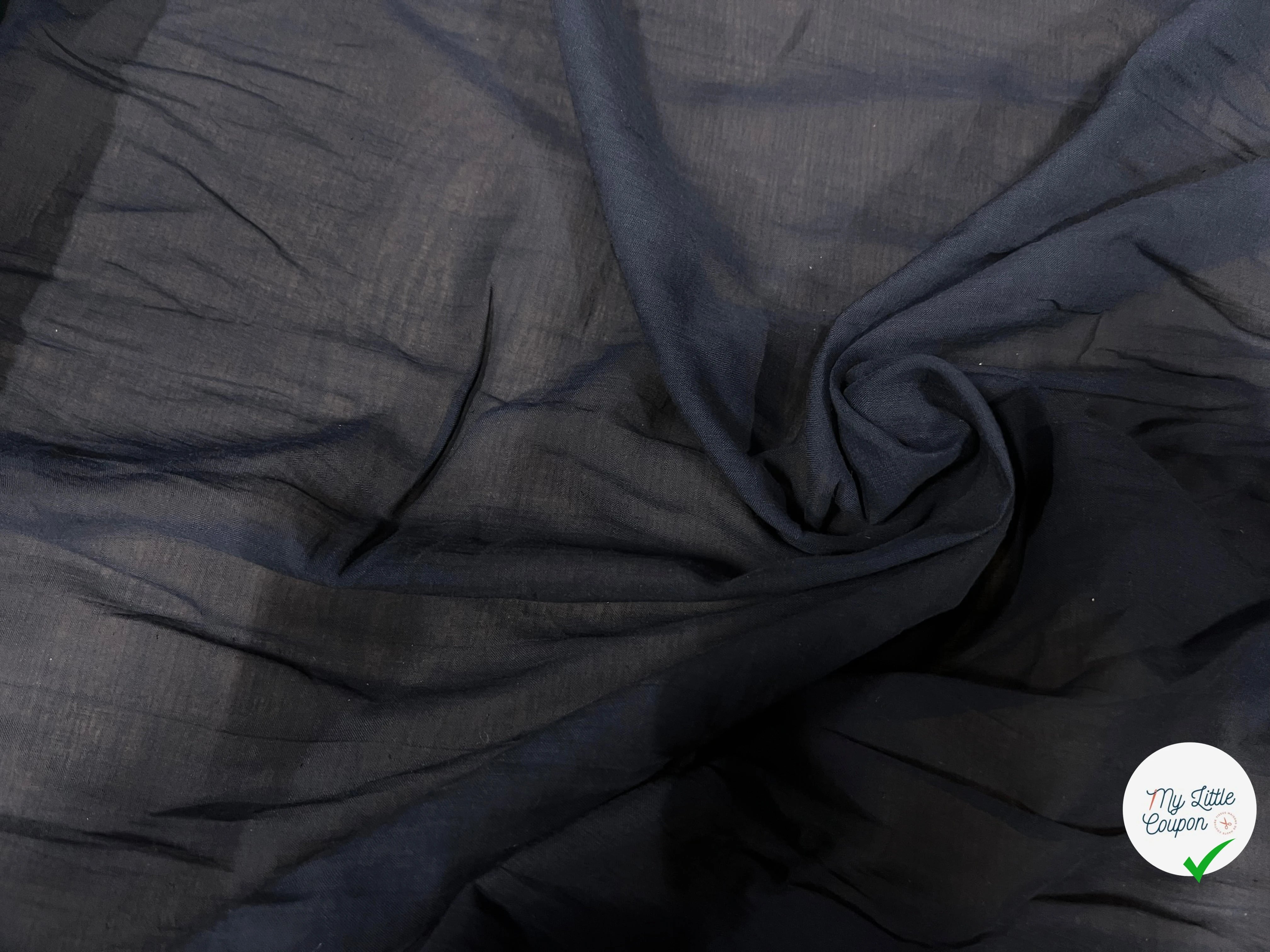 VOILE DE COTON BLEU NUIT 150CM - My Little Coupon