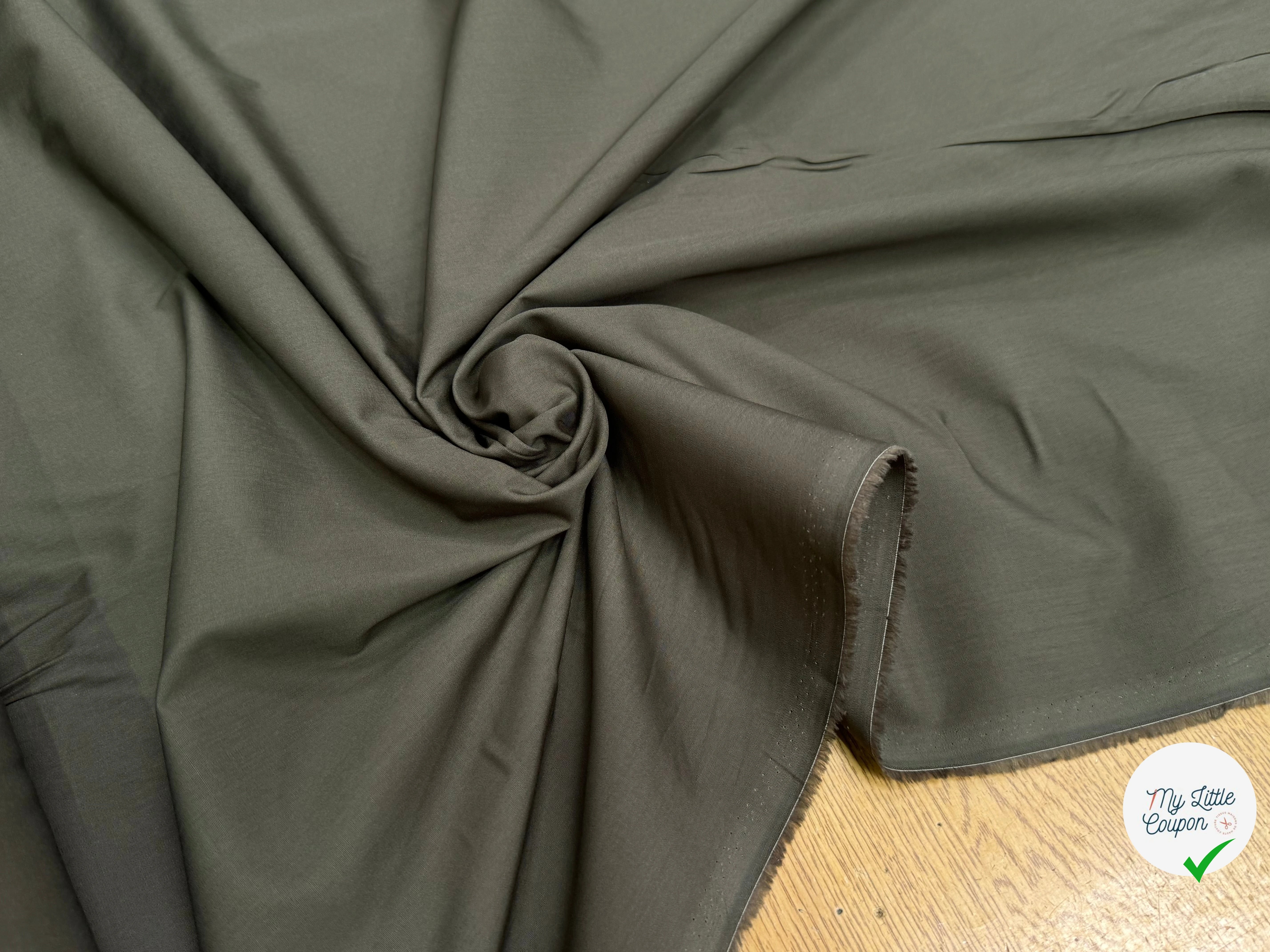 VOILE DE COTON BRUTE VERT KAKI - My Little Coupon