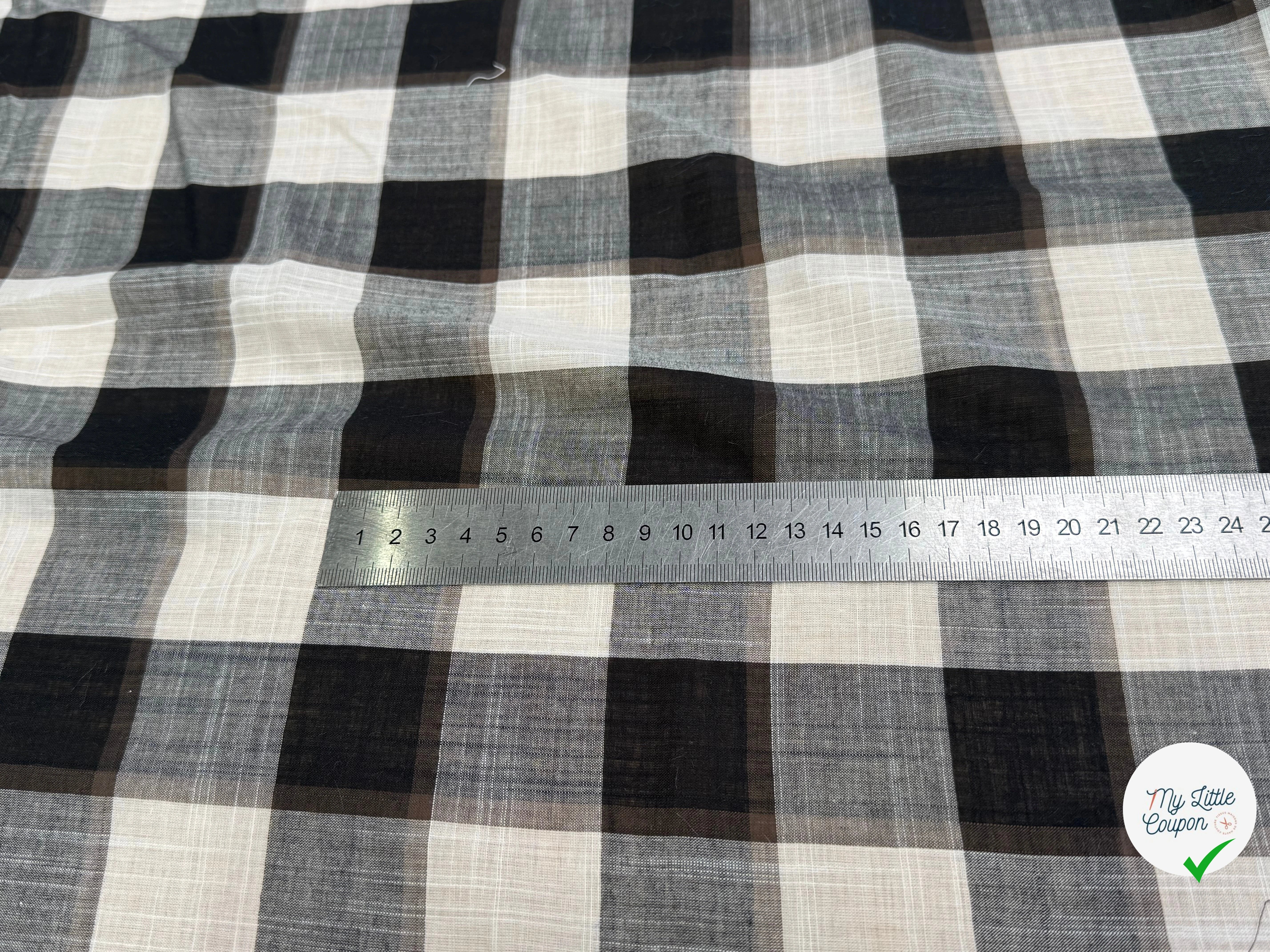 VOILE DE COTON CARREAUX BLANC ET NOIR - My Little Coupon
