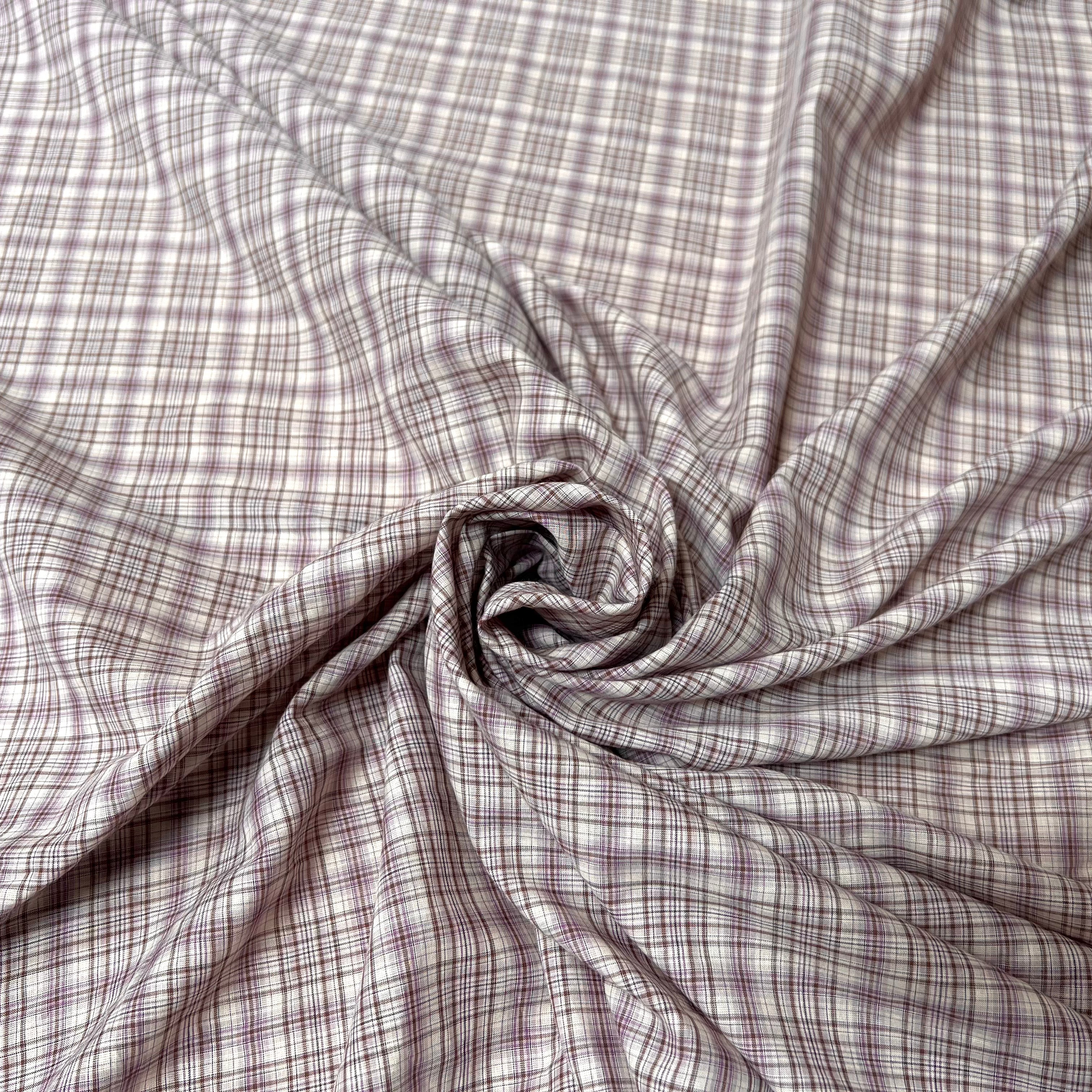 VOILE DE COTON CARREAUX VIOLET ET MARRON - My Little Coupon