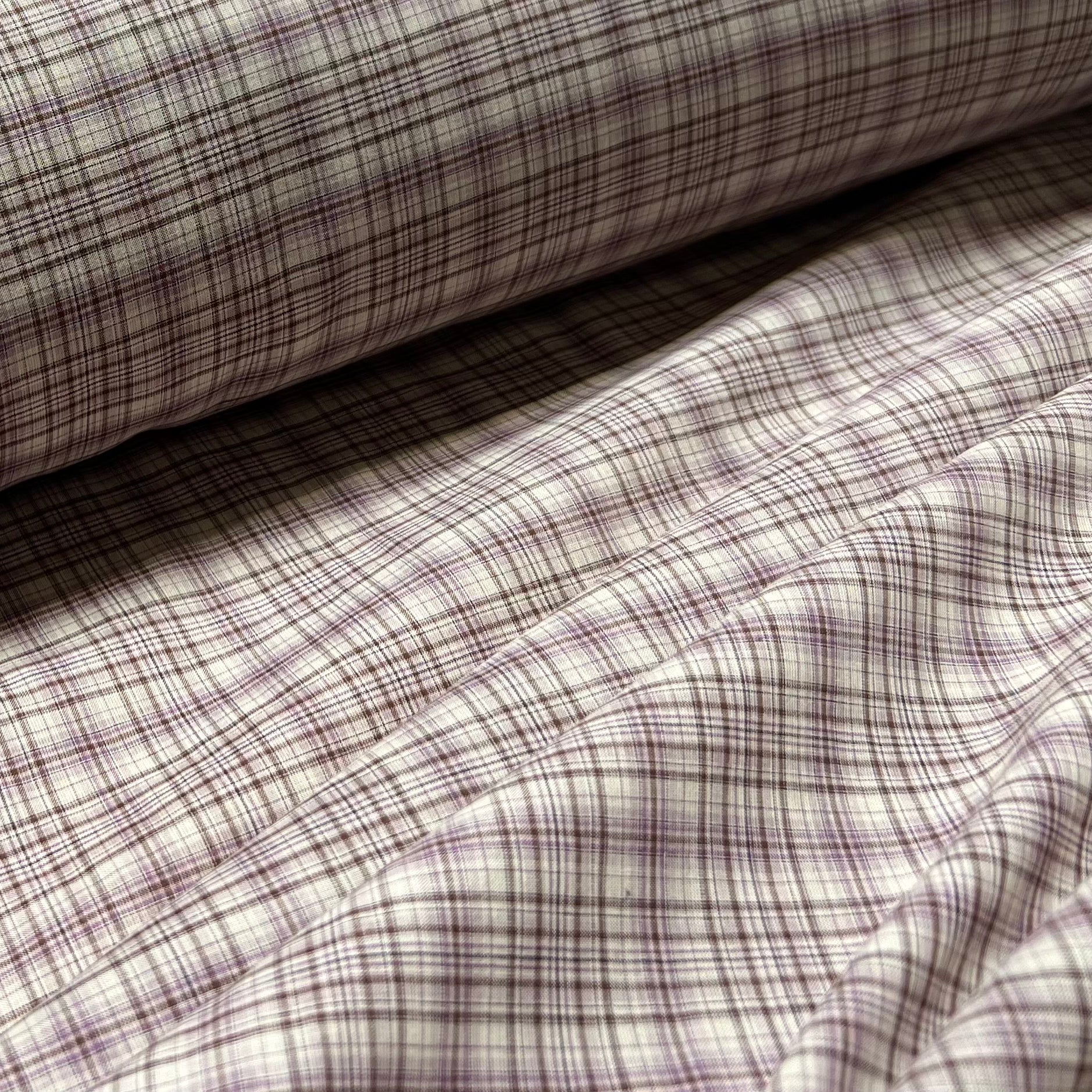 VOILE DE COTON CARREAUX VIOLET ET MARRON - My Little Coupon