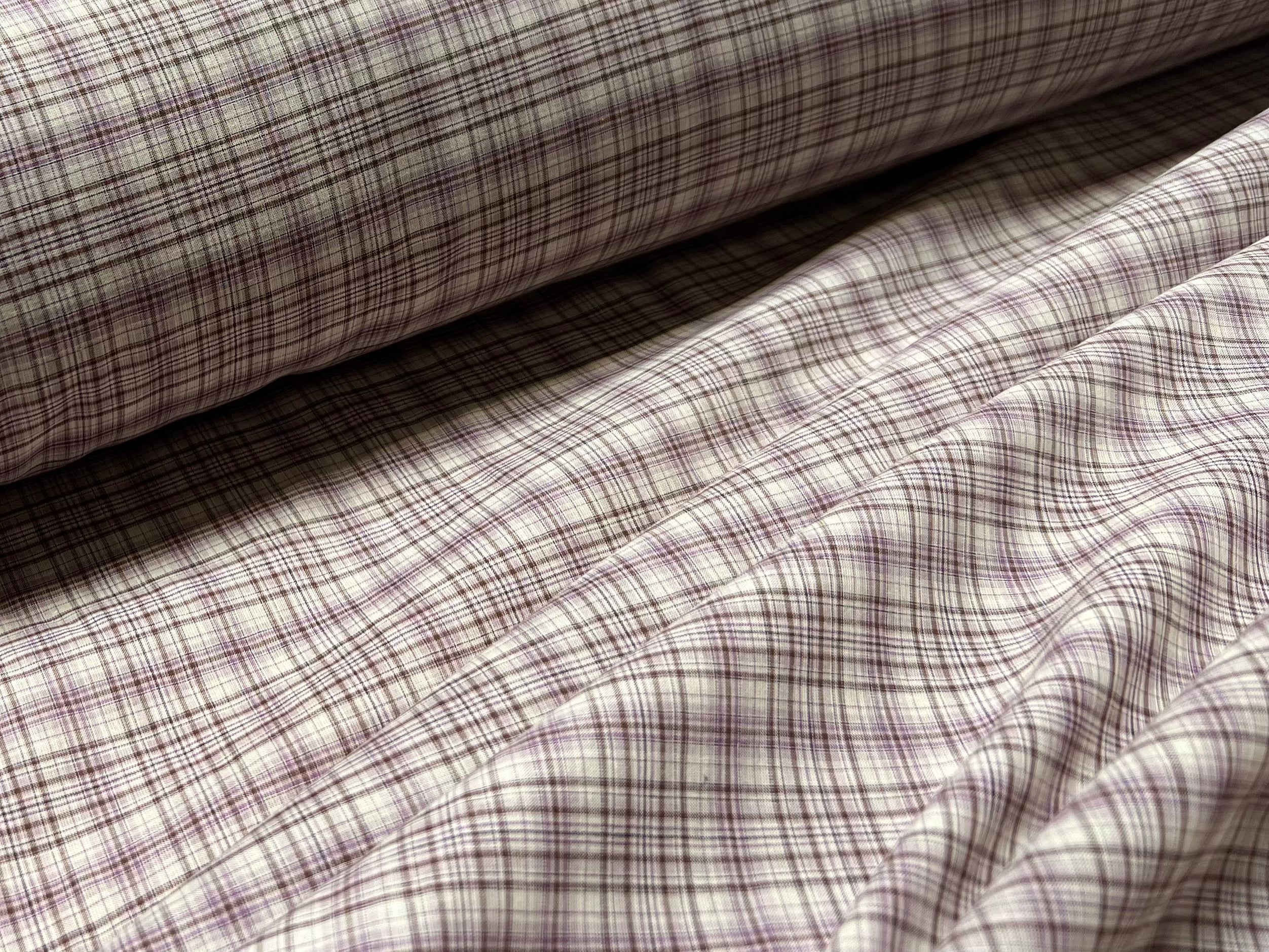 VOILE DE COTON CARREAUX VIOLET ET MARRON - My Little Coupon