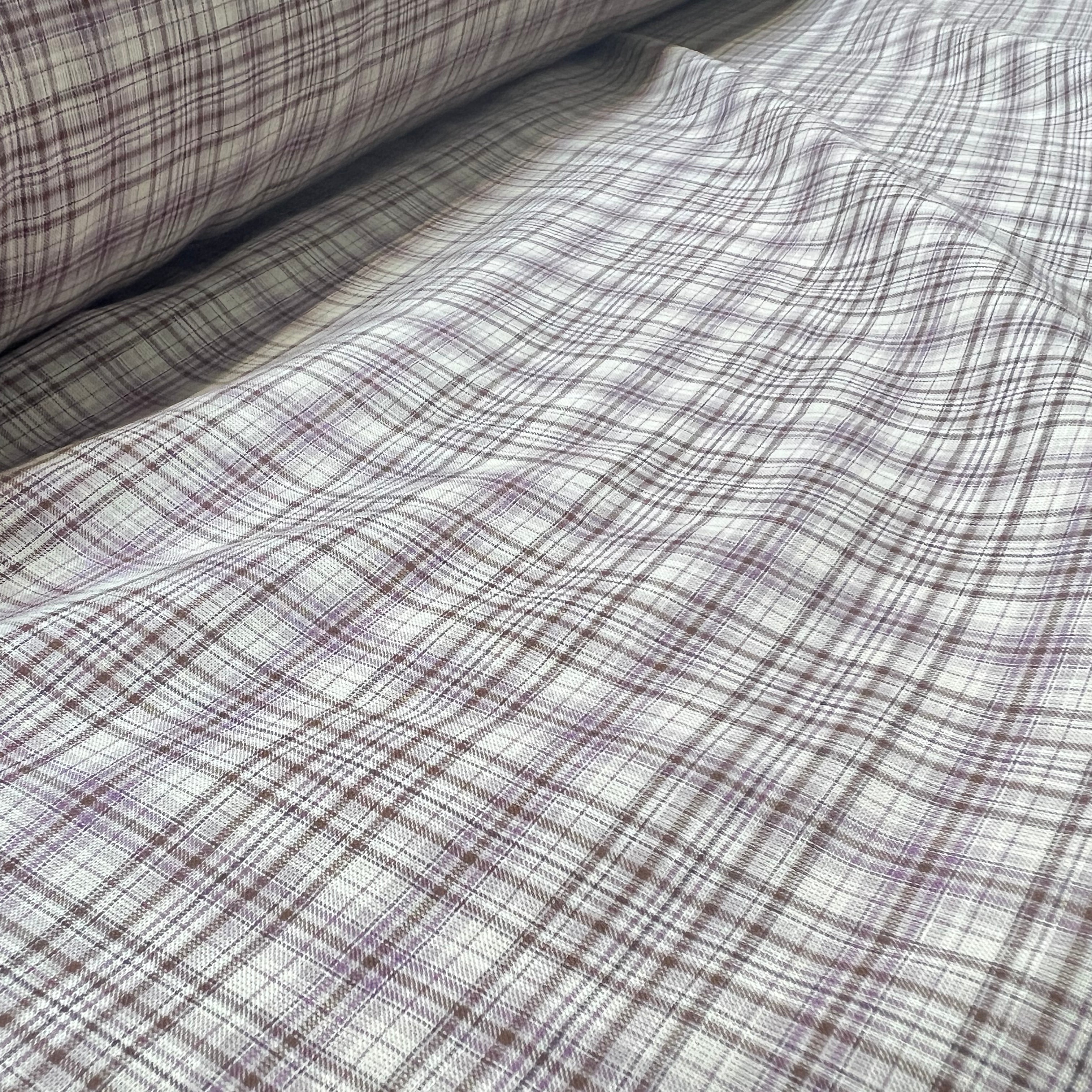 VOILE DE COTON CARREAUX VIOLET ET MARRON - My Little Coupon