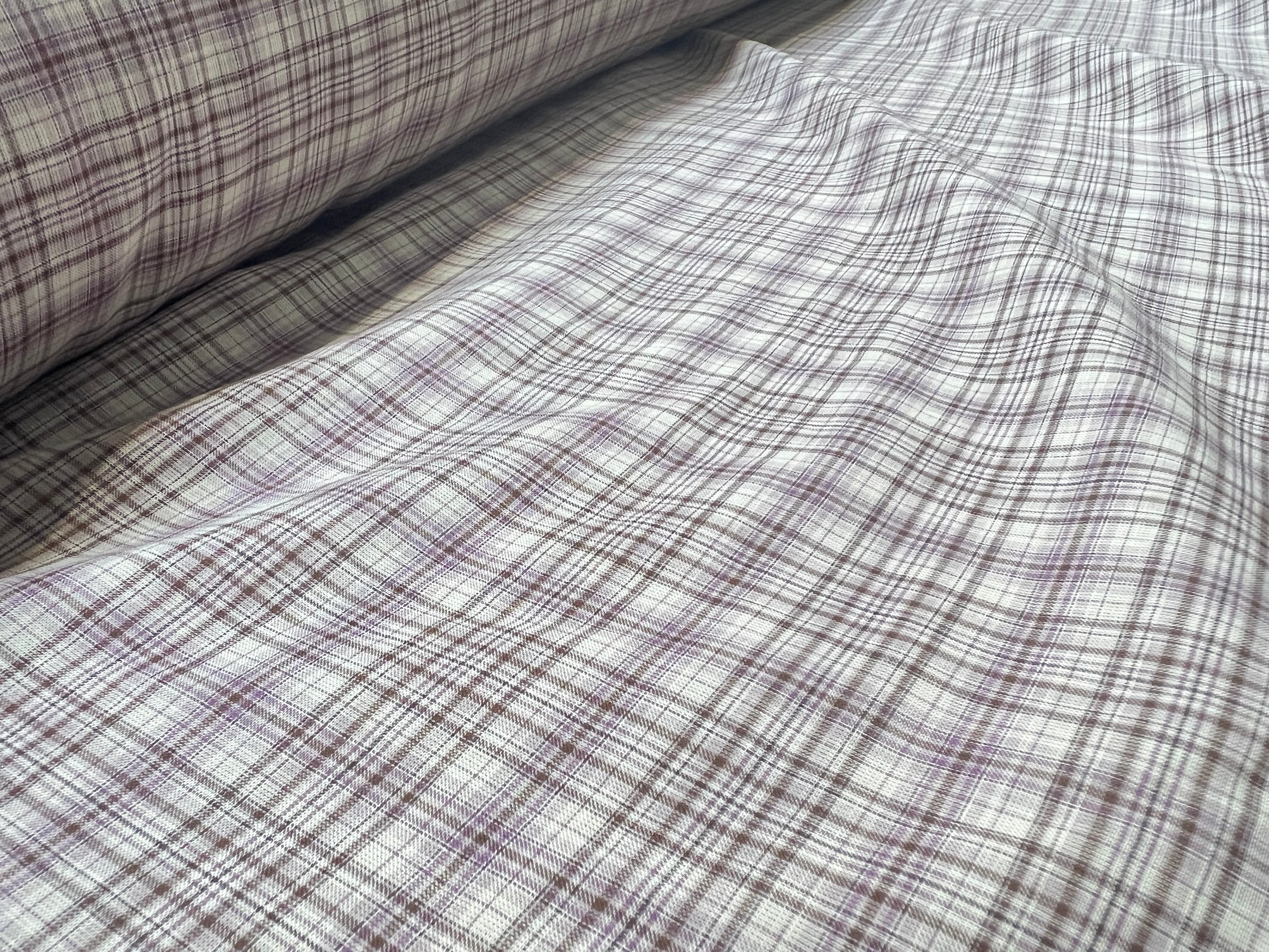 VOILE DE COTON CARREAUX VIOLET ET MARRON - My Little Coupon