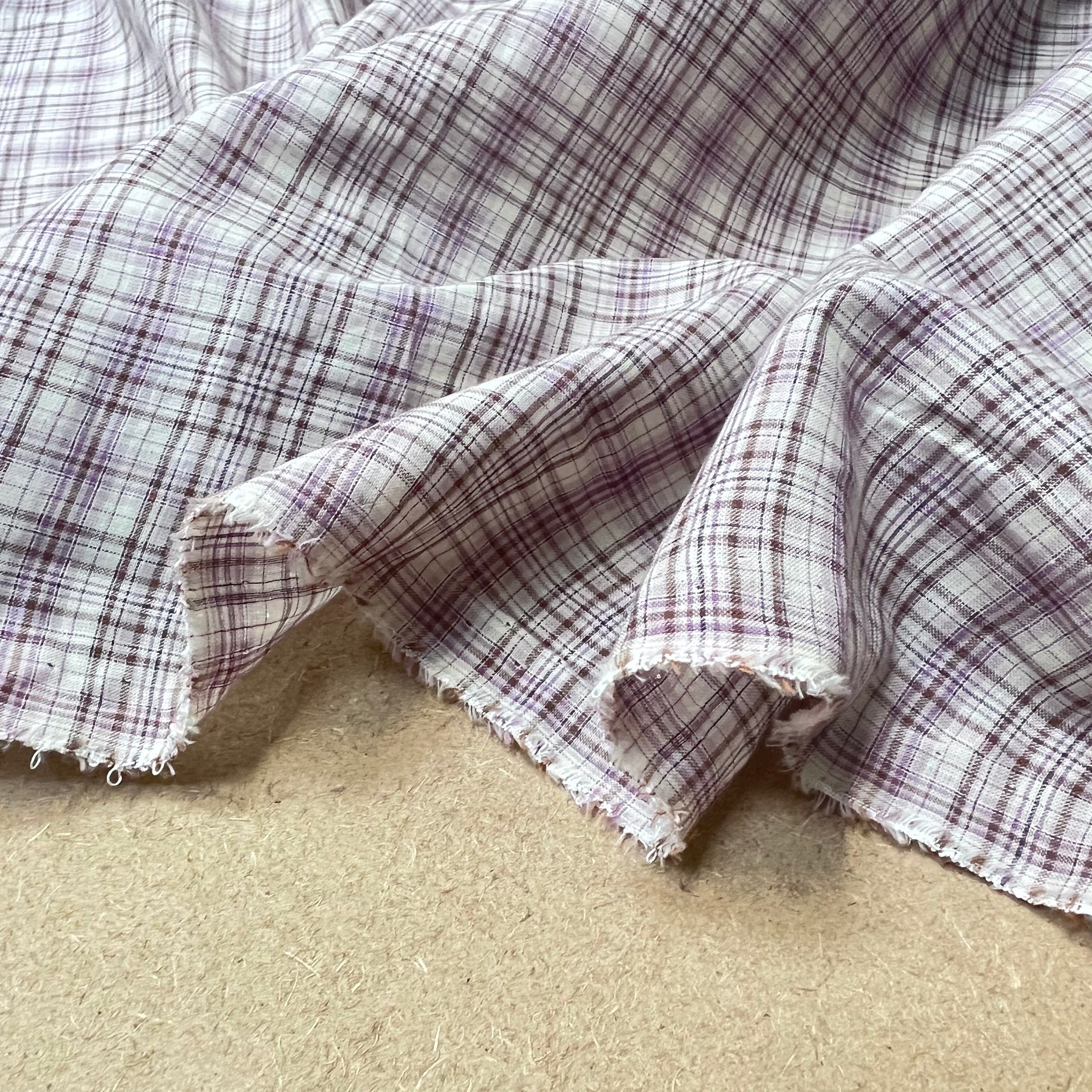 VOILE DE COTON CARREAUX VIOLET ET MARRON - My Little Coupon