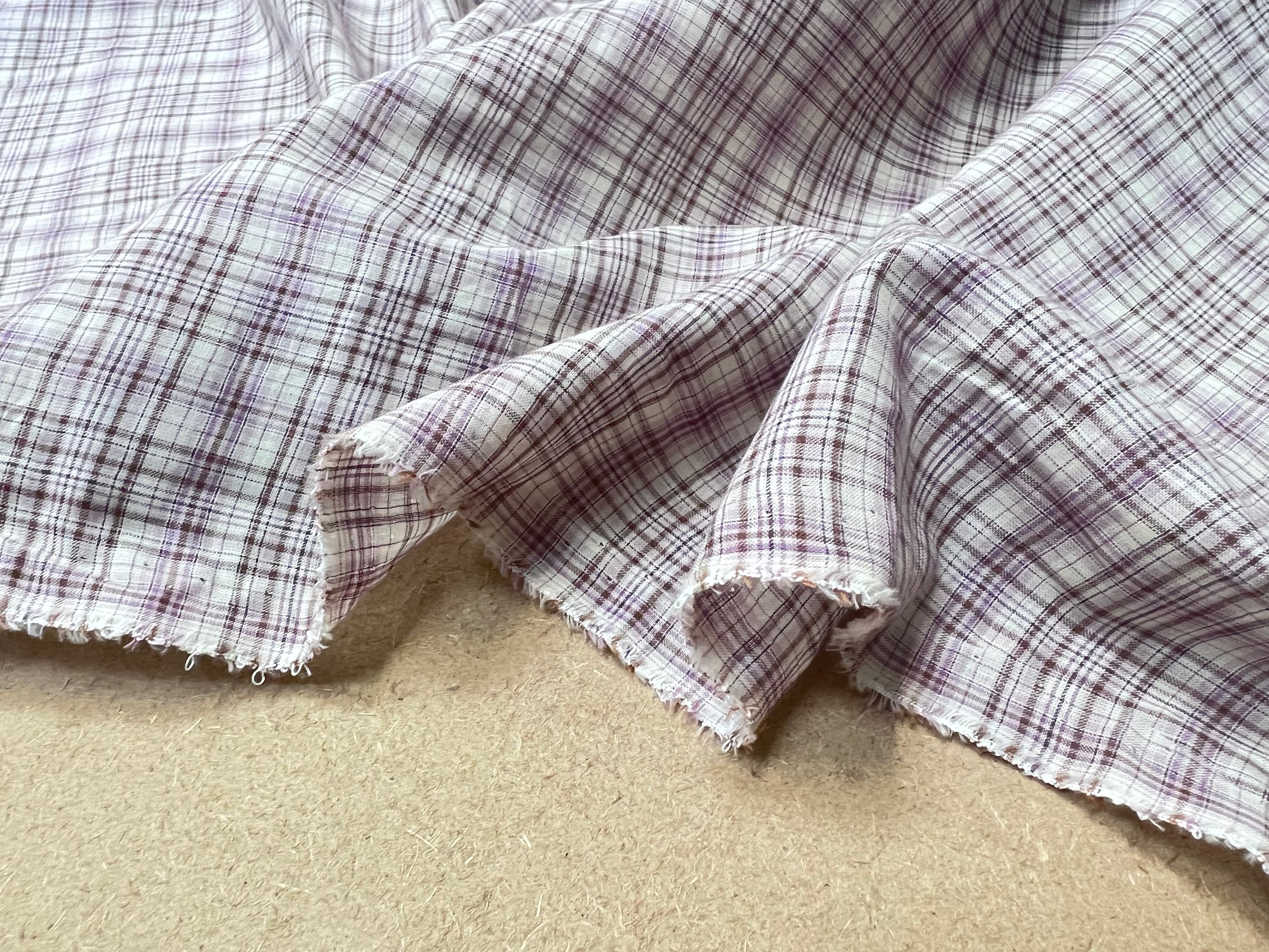 VOILE DE COTON CARREAUX VIOLET ET MARRON - My Little Coupon