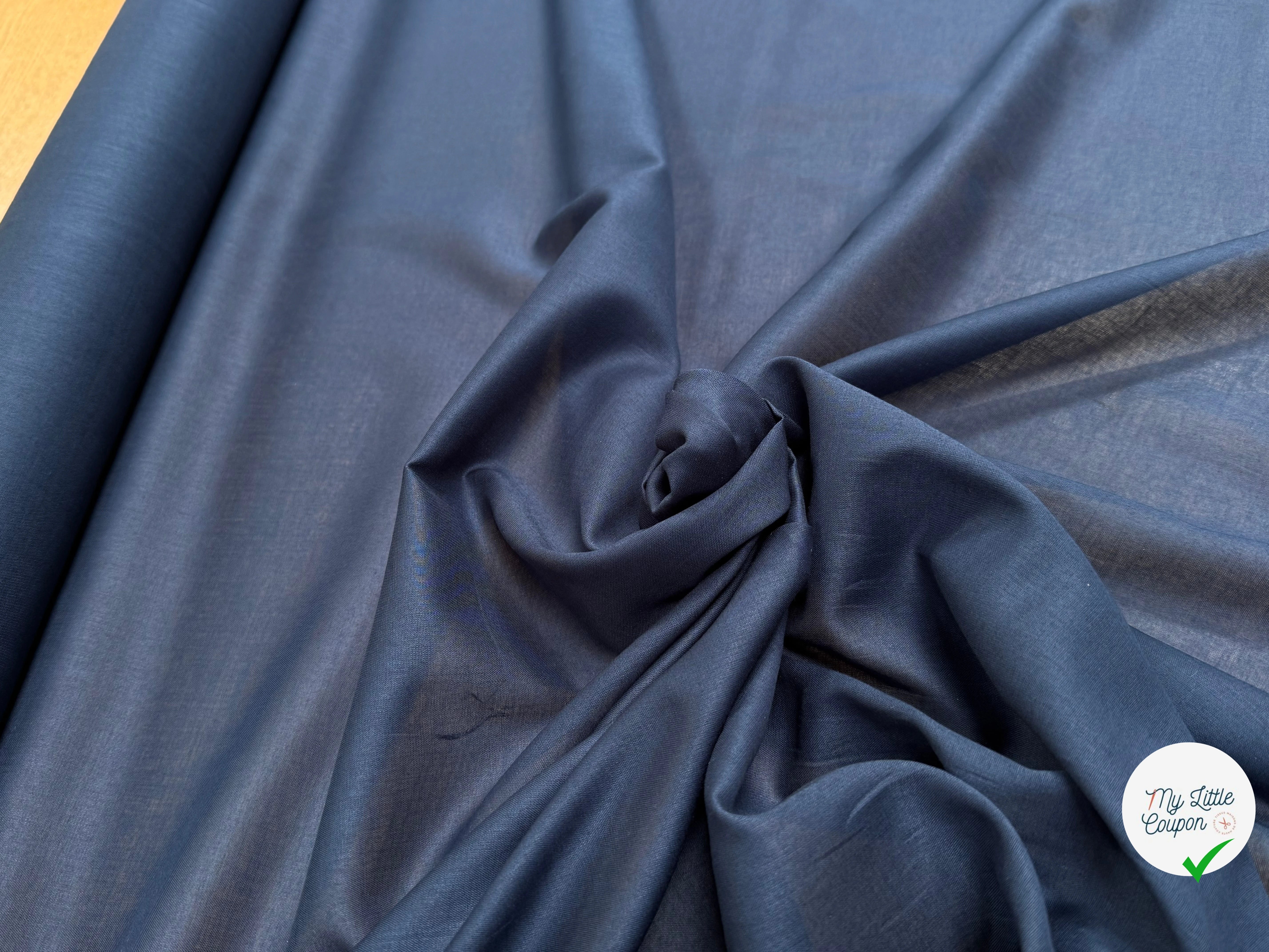 VOILE DE COTON DOUX BLEU MARINE 90 - My Little Coupon