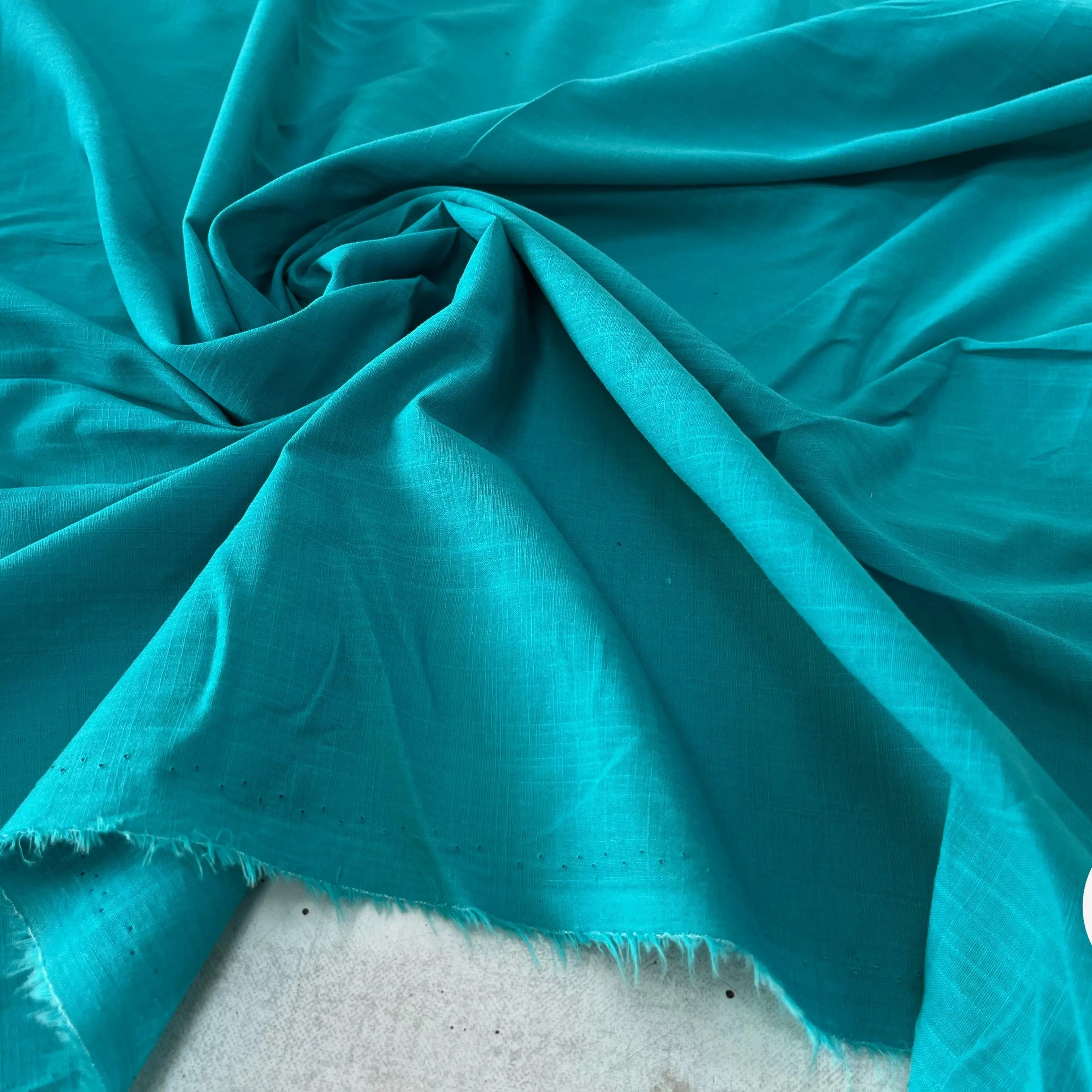 VOILE DE COTON EFFET QUADRILLÉ BLEU CIEN - My Little Coupon