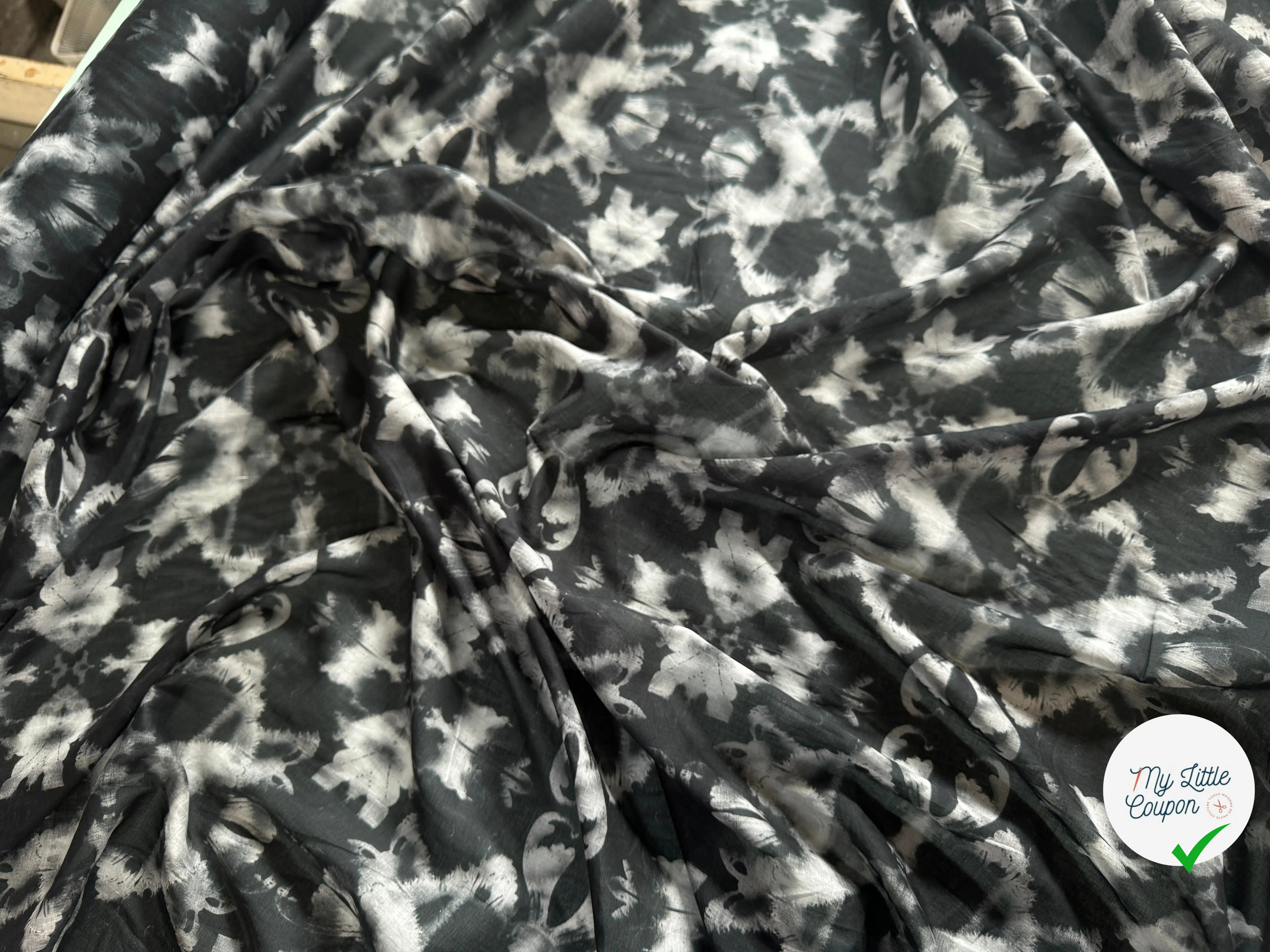 VOILE DE COTON EMERISÉ VOYAGE NOIR - My Little Coupon