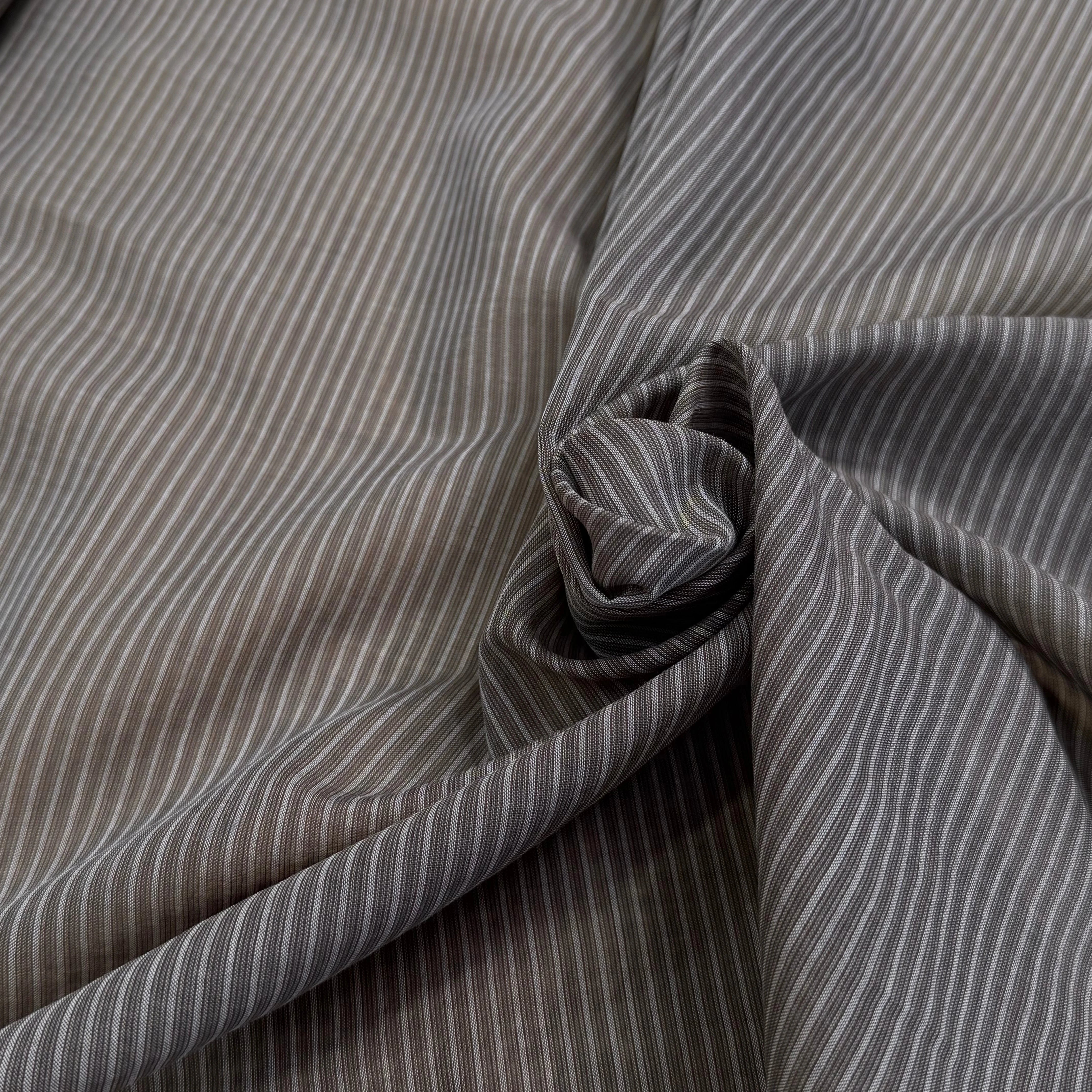 VOILE DE COTON FLUIDE GRIS FINES RAYURES 170CM - My Little Coupon