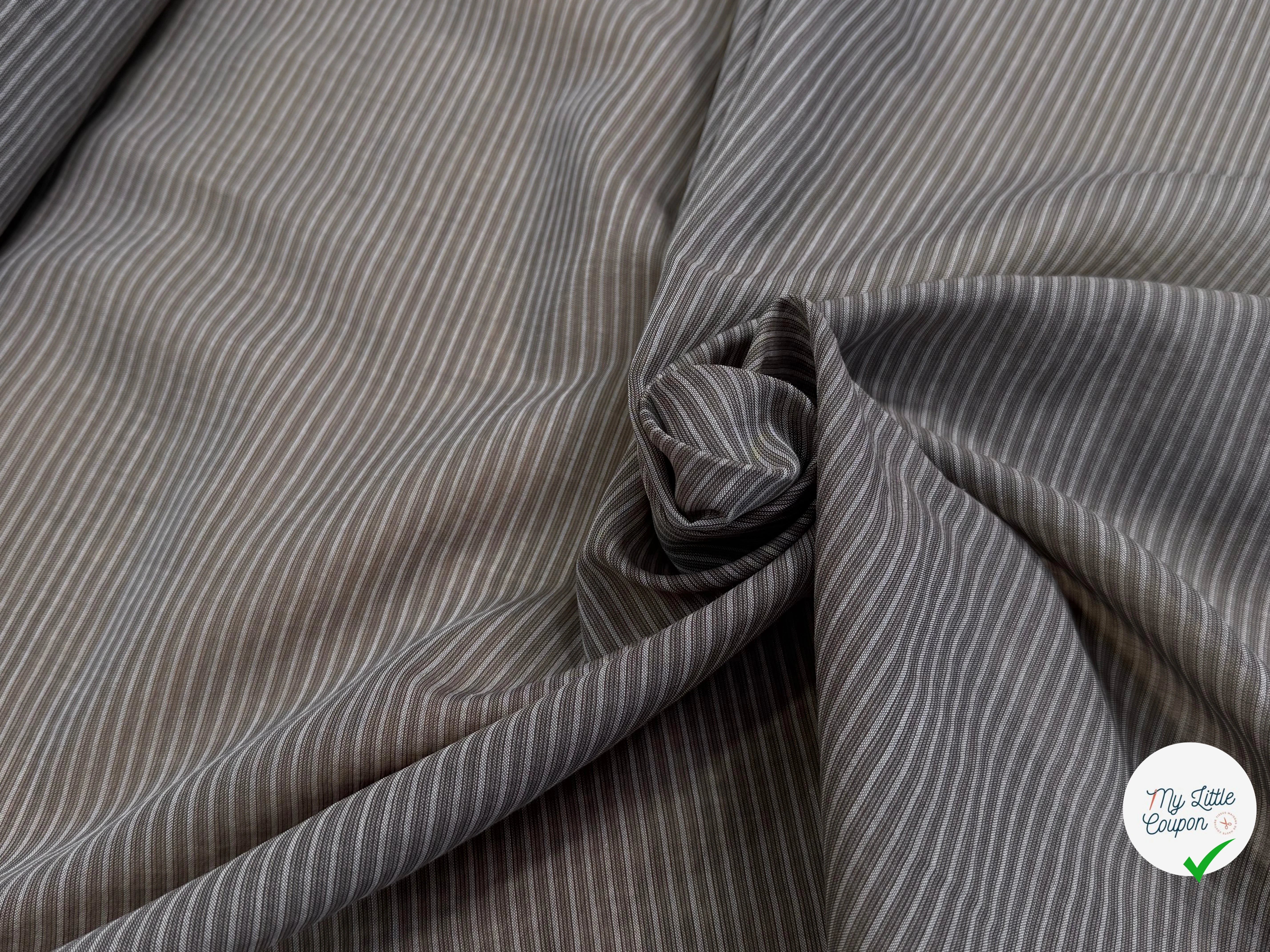 VOILE DE COTON FLUIDE GRIS FINES RAYURES 170CM - My Little Coupon