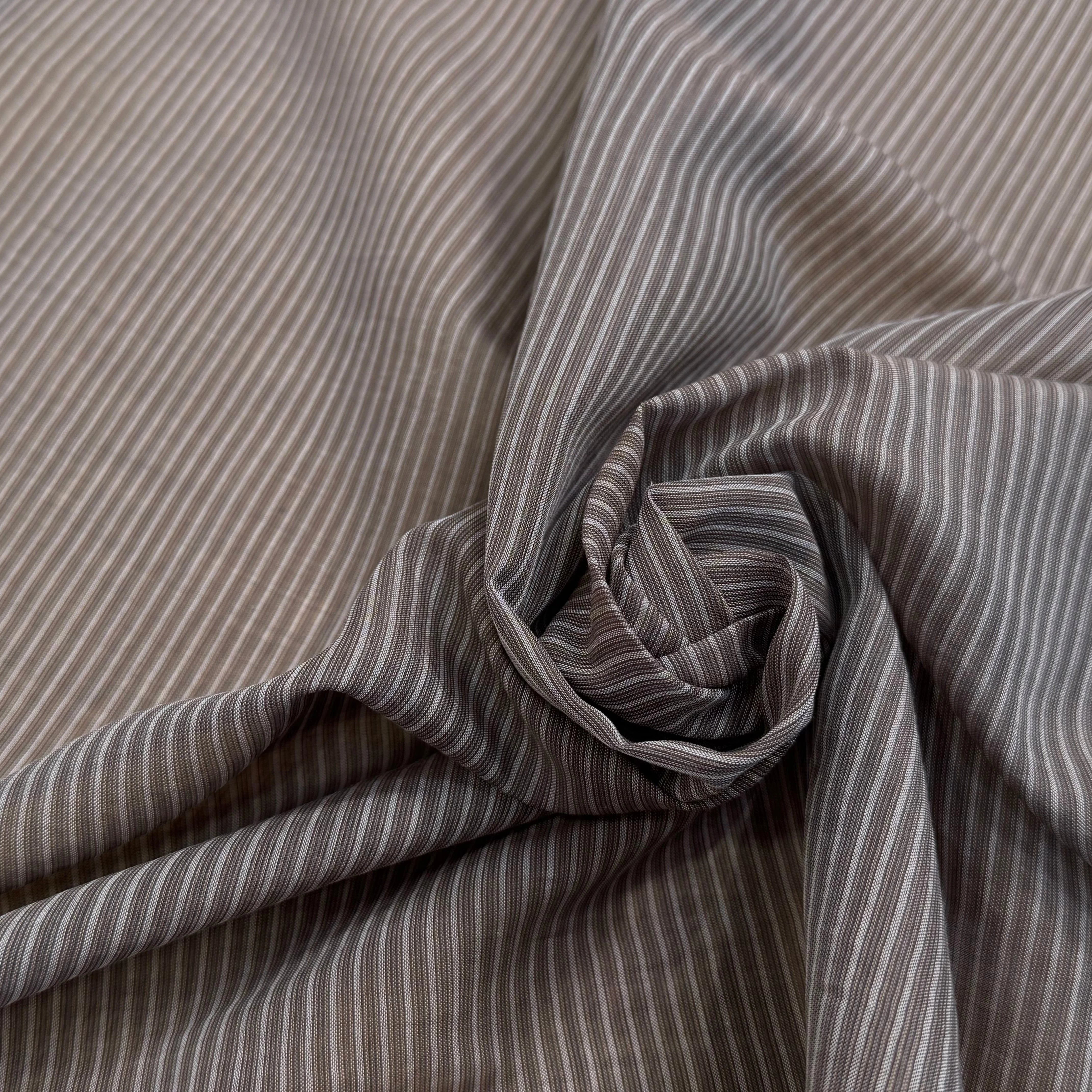 VOILE DE COTON FLUIDE GRIS FINES RAYURES 170CM - My Little Coupon