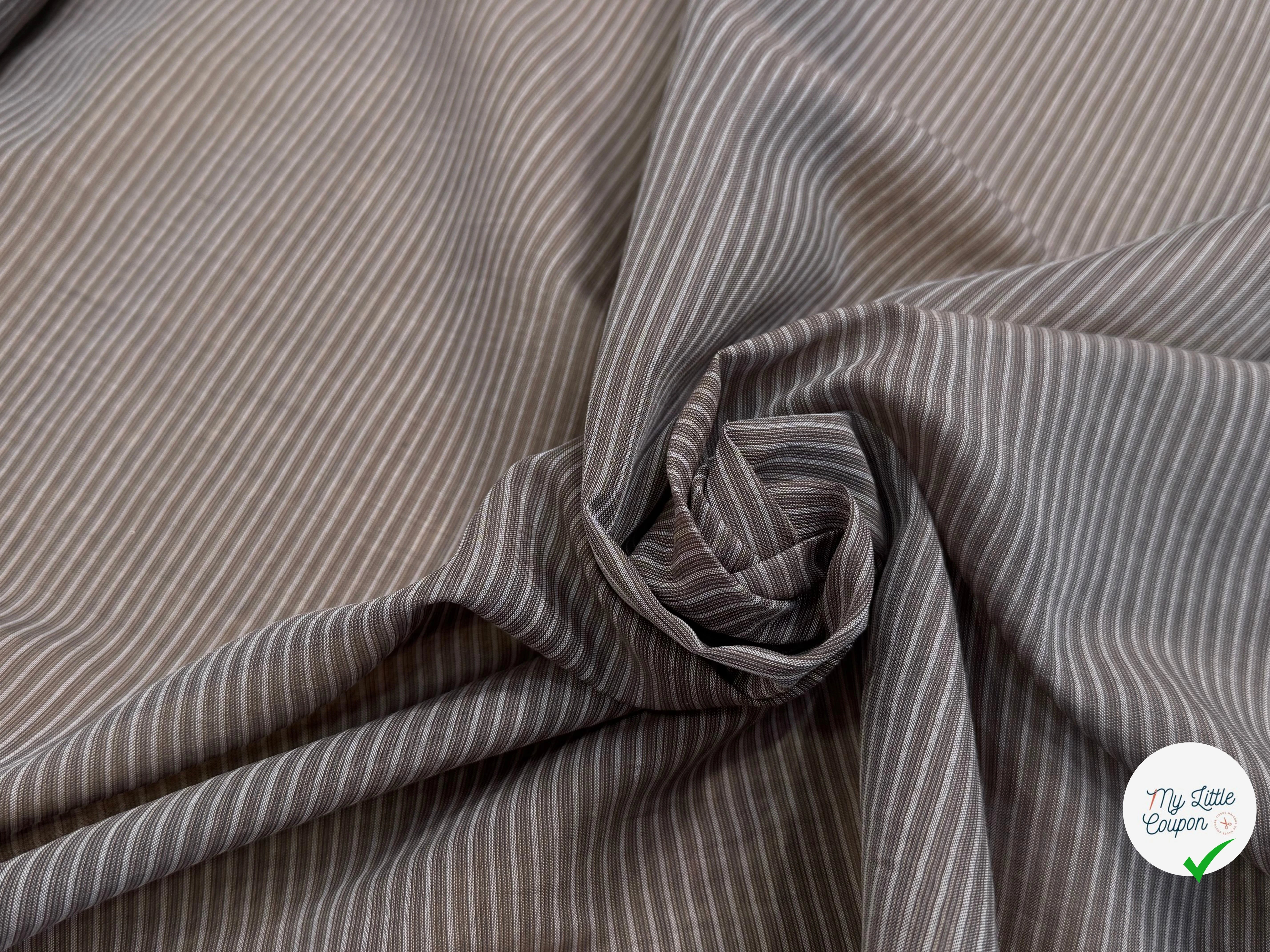 VOILE DE COTON FLUIDE GRIS FINES RAYURES 170CM - My Little Coupon